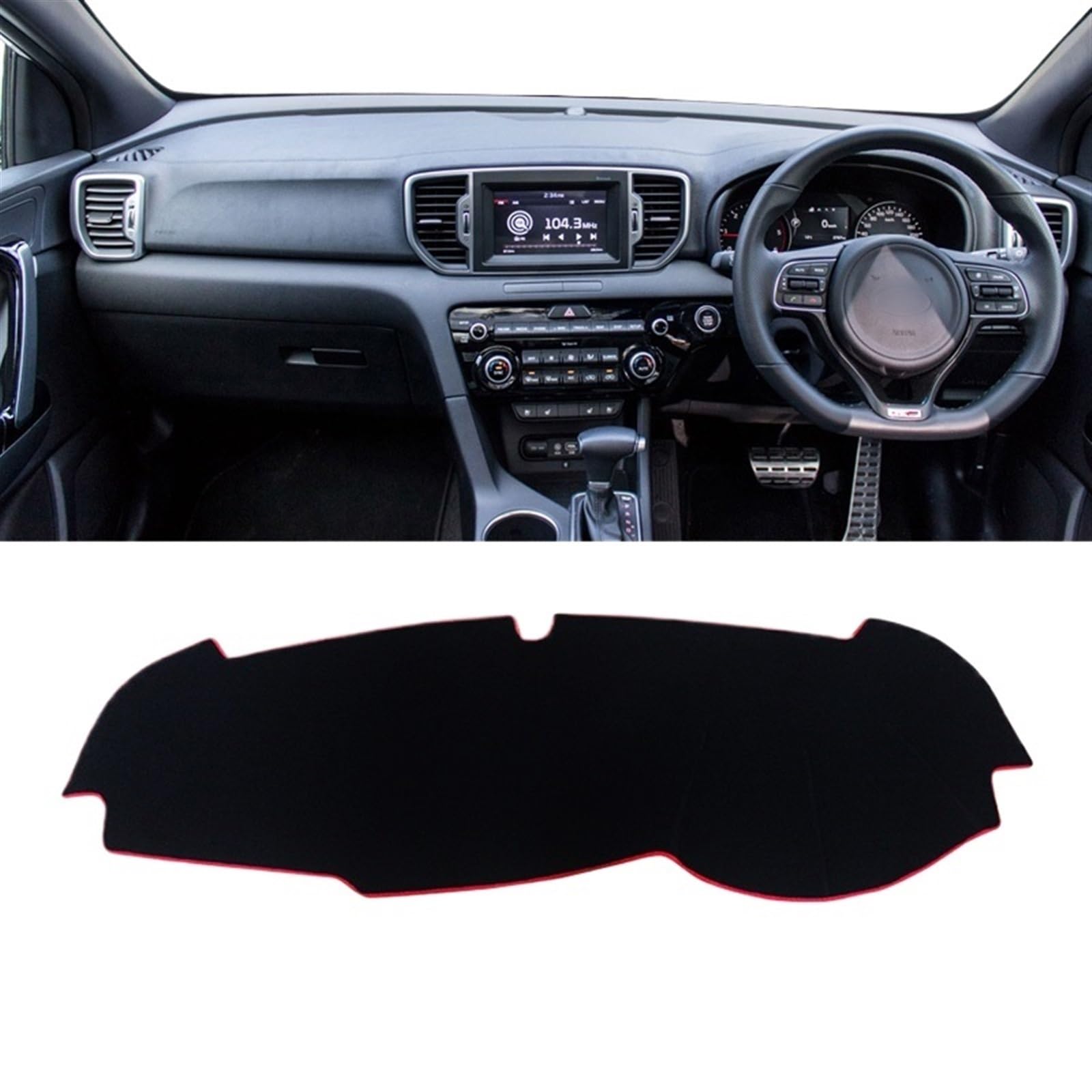 Armaturenbrett Abdeckung Matte Für Kia Für Sportage 4 2016 2017 2018 2019 2020 2021 Auto-Armaturenbrett vermeiden Lichtmatte Instrumentenplattform Schreibtischabdeckung Shade Board Pad(A Red Side RHD) von APNWVFO