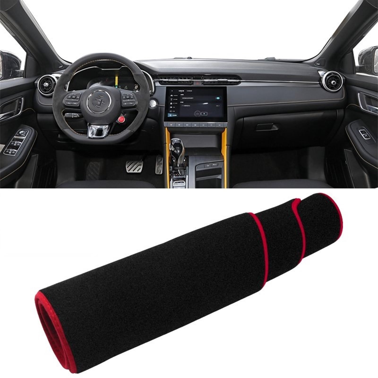 Armaturenbrett Abdeckung Matte Für MG 6 MG6 PHEV 2020 2021 2022 2023 Auto-Armaturenbrett-Abdeckungsmatte Anti-UV-Rutsch-Pad Instrumententafel-Teppichschutz Shade Board Pad(A Red Side) von APNWVFO