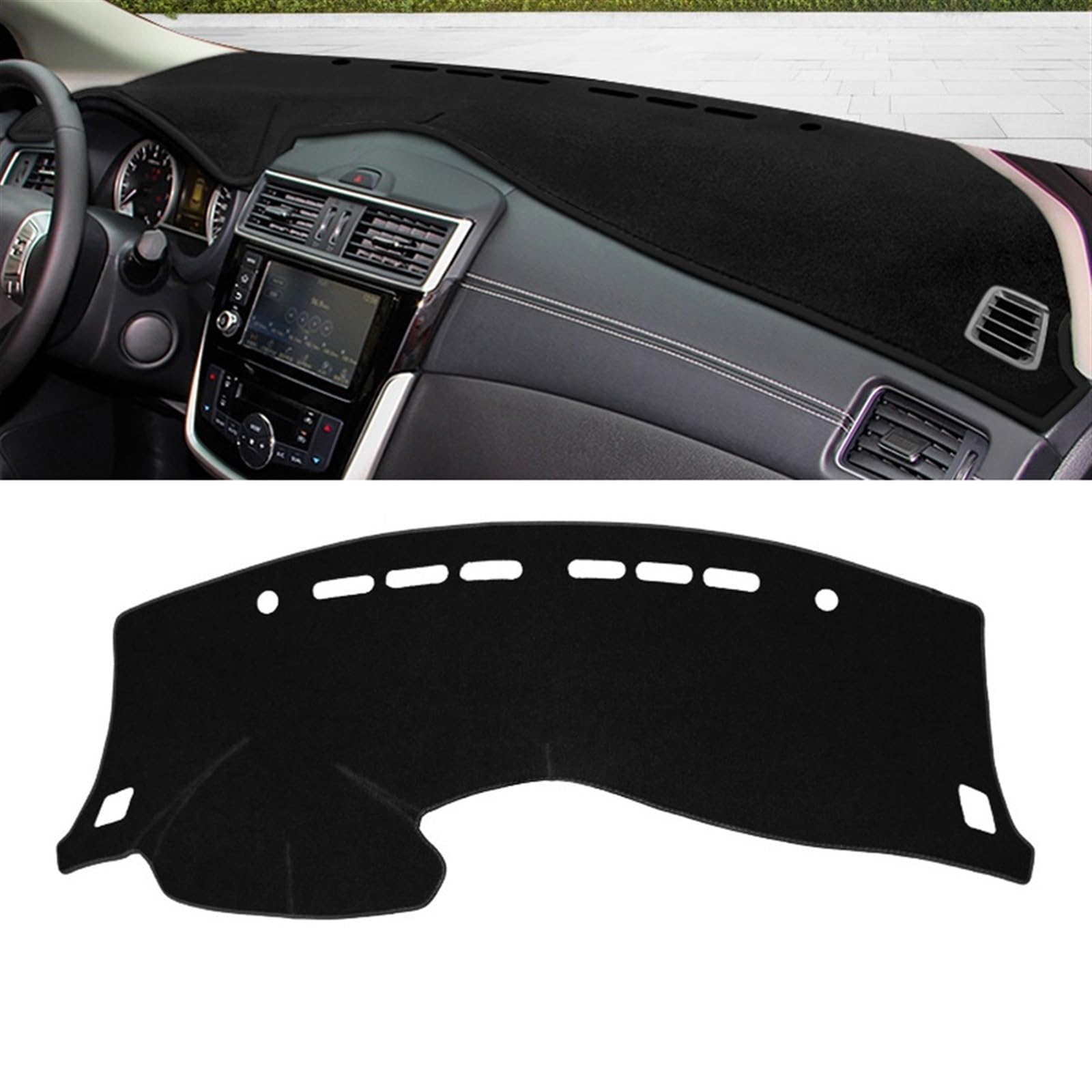 Armaturenbrett Abdeckung Matte Für Nissan Für Tiida Pulsar C12 2012 2013 2014 2015 2016 2017 2018 2019 Auto Dashboard Abdeckung Matte Instrument Panel Teppiche Shade Board Pad(A LHD Black Side) von APNWVFO