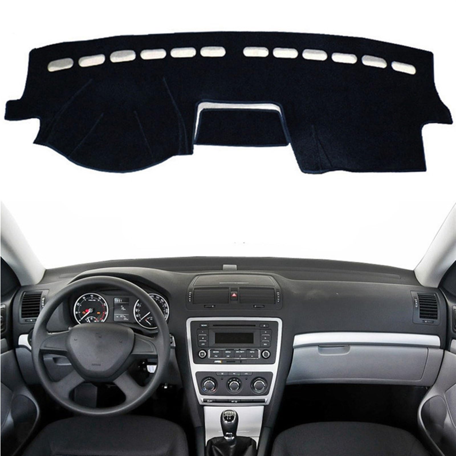 Armaturenbrett Abdeckung Matte Für Skoda Für Octavia A5 2005 2006 2007 2008 2009 2010-2014 Dashboard Abdeckung Matte Pad Dash Sonnenschirm Instrument Teppich Auto Shade Board Pad(Black(Red Edge),Links von APNWVFO