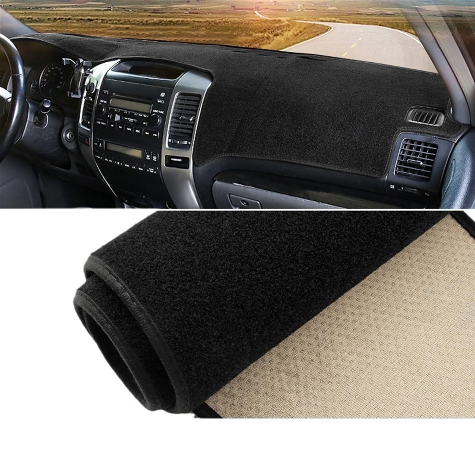 Armaturenbrett Abdeckung Matte Für Toyota Für Land Für Cruiser Für Prado 120 J120 2003-2006 2007 2008 2009 Auto Armaturenbrett Abdeckung Vermeiden Licht Pad Anti-UV Shade Board Pad(A LHD Black Side) von APNWVFO