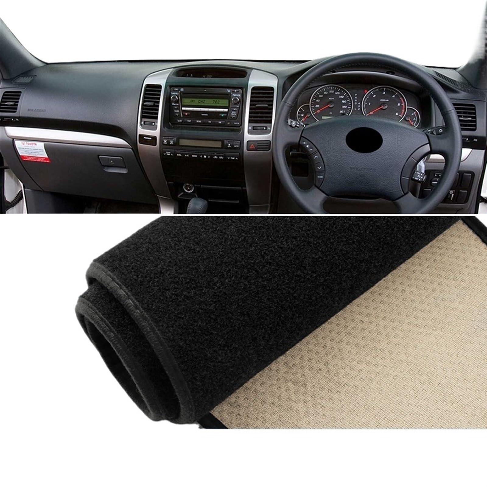 Armaturenbrett Abdeckung Matte Für Toyota Für Land Für Cruiser Für Prado 120 J120 2003-2006 2007 2008 2009 Auto Armaturenbrett Abdeckung Vermeiden Licht Pad Anti-UV Shade Board Pad(A RHD Black Side) von APNWVFO