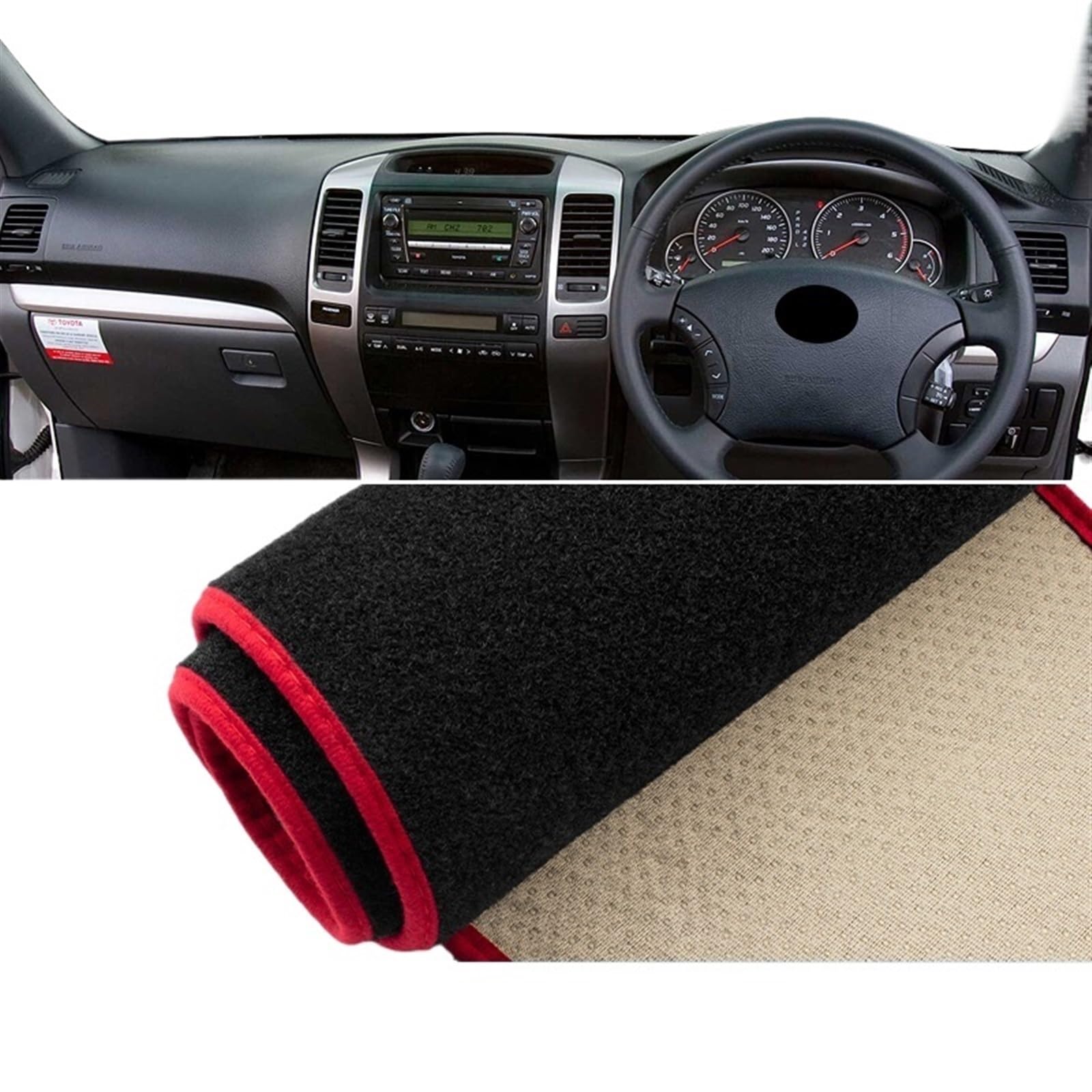 Armaturenbrett Abdeckung Matte Für Toyota Für Land Für Cruiser Für Prado 120 J120 2003-2006 2007 2008 2009 Auto Armaturenbrett Abdeckung Vermeiden Licht Pad Anti-UV Shade Board Pad(A RHD Red Side) von APNWVFO