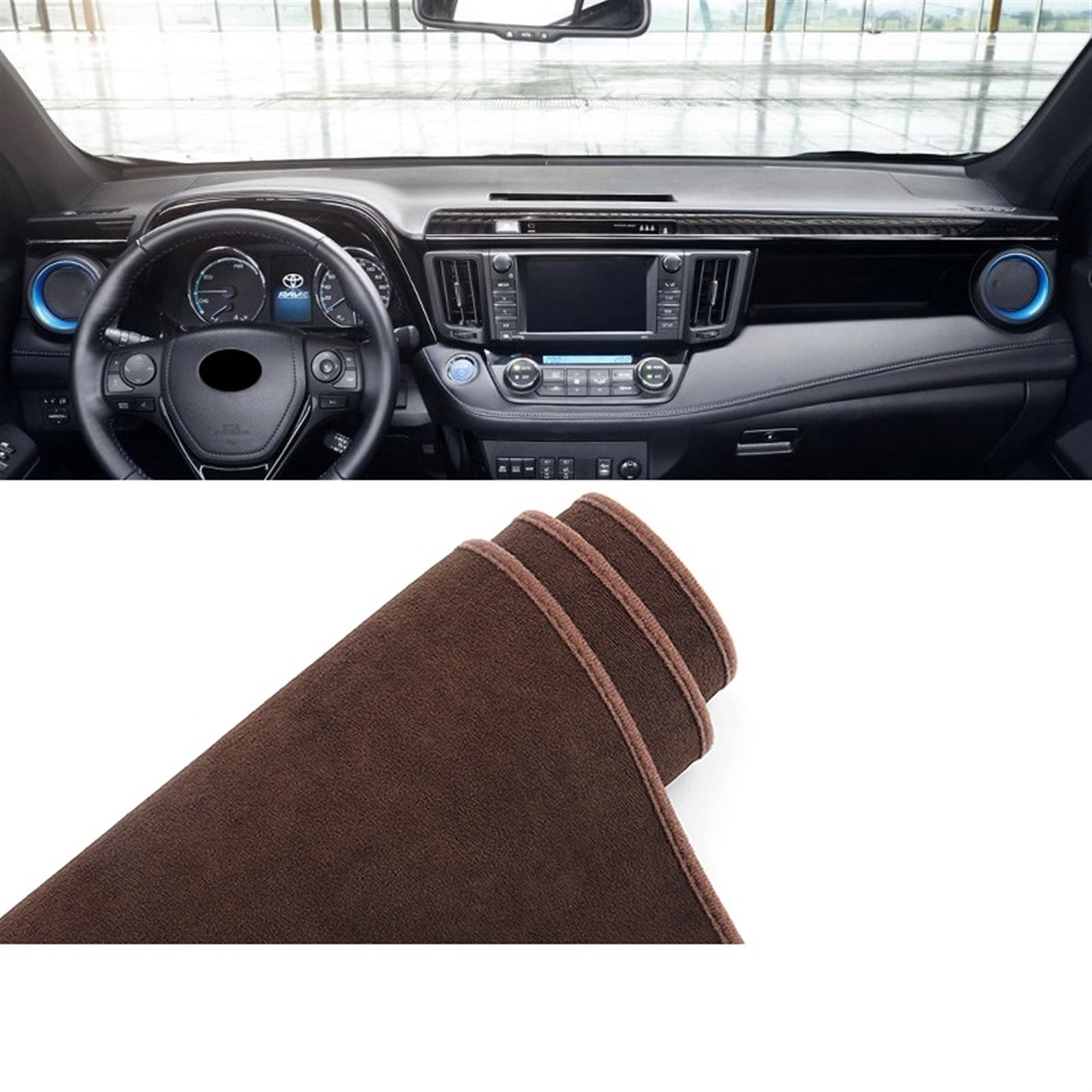 Armaturenbrett Abdeckung Matte Für Toyota Für RAV4 XA40 2013 2014 2015 2016 2017 2018 Für RAV 4 Auto Dashboard Vermeiden Licht Abdeckung Instrument Teppiche Shade Board Pad(B Brown LHD) von APNWVFO