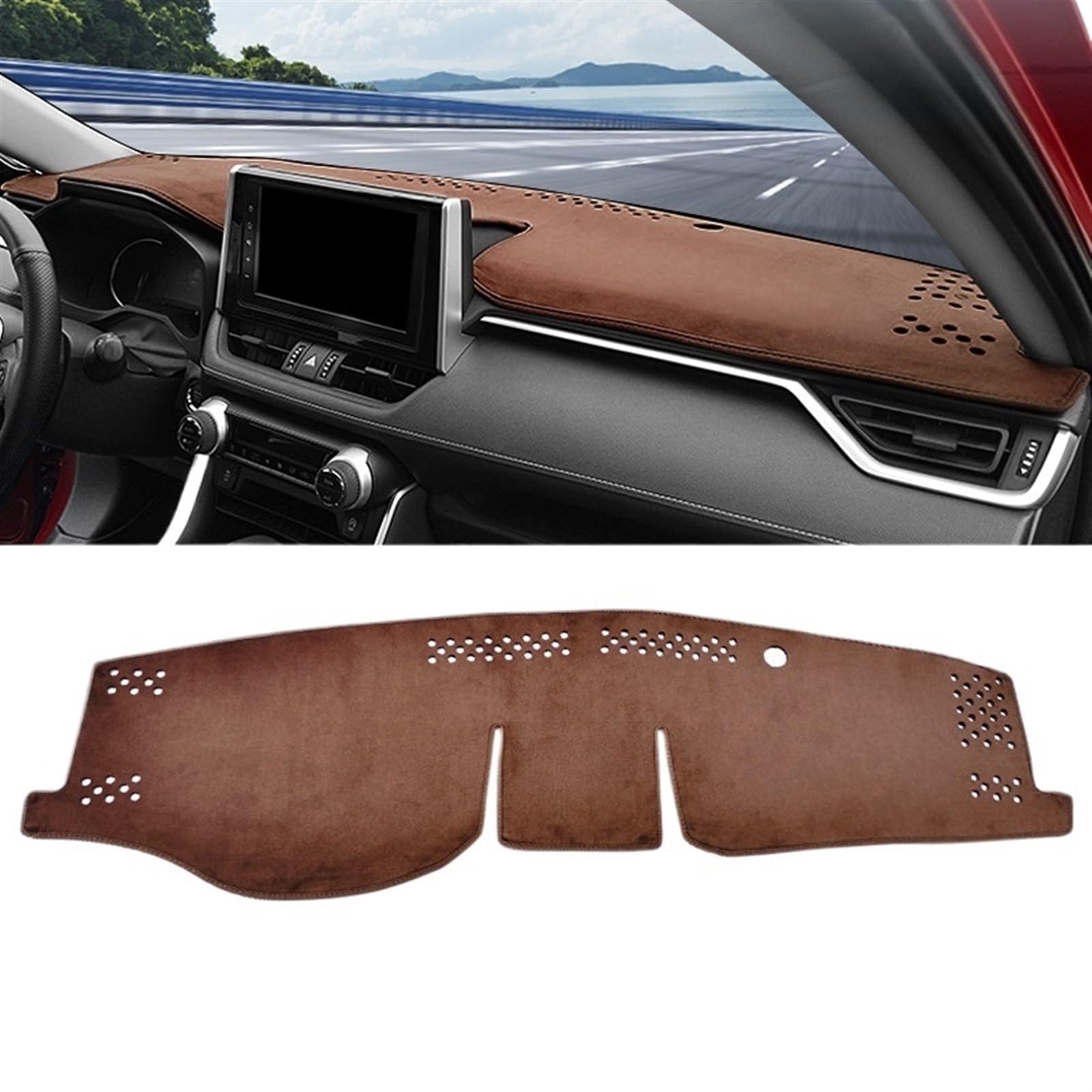 Armaturenbrett Abdeckung Matte Für Toyota Für RAV4 XA50 2019 2020 2021 2022 2023 2024 Für RAV 4 Hybrid Auto Dashboard Abdeckung Vermeiden Licht Pad Anti-uv Shade Board Pad(B Brown LHD) von APNWVFO