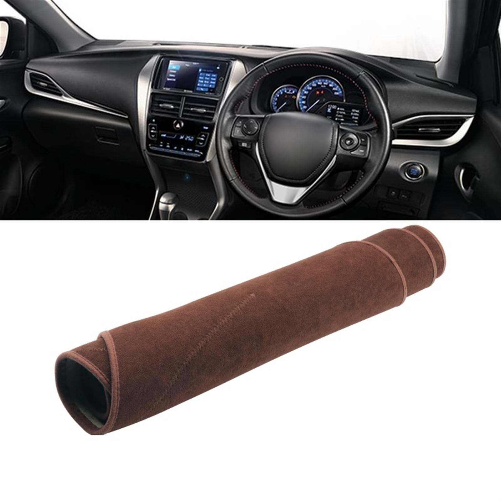 Armaturenbrett Abdeckung Matte Für Toyota Für Vios Gen-4 2019 2020 2021 2022 2023 Auto-Armaturenbrett-Lichtmatte Vermeiden Instrumenten-Schreibtisch-Abdeckungsmatte Rutschfeste Shade Board Pad(B Brown von APNWVFO