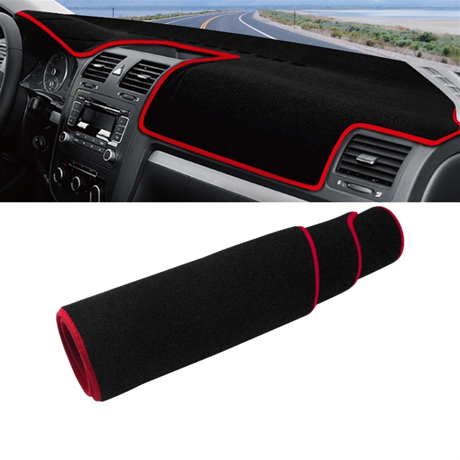 Armaturenbrett Abdeckung Matte Für VW Für Jetta 5 A5 MK5 2006 2007 2008 2009 2010 Auto Armaturenbrett Sonnenschutz Abdeckung rutschfeste Matte Instrumententafel Teppiche Shade Board Pad(A Red Side) von APNWVFO