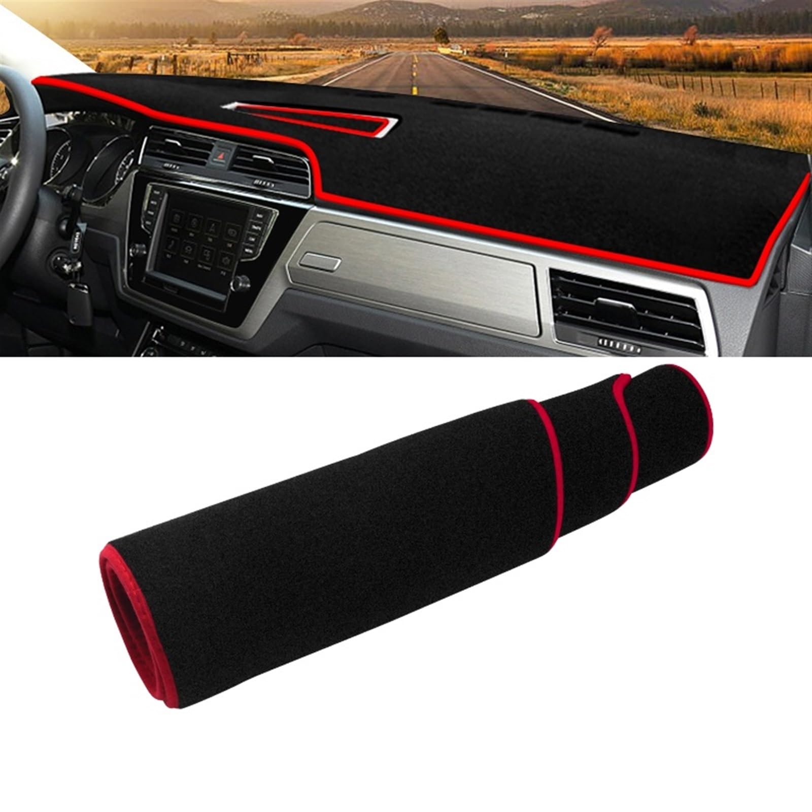 Armaturenbrett Abdeckung Matte Für VW Für Touran 5T1 2016 2017 2018 2019 2020 2021 2022 2023 Auto Armaturenbrett Abdeckung Vermeiden Licht Matte Anti-UV-Pad Shade Board Pad(A Red Side) von APNWVFO