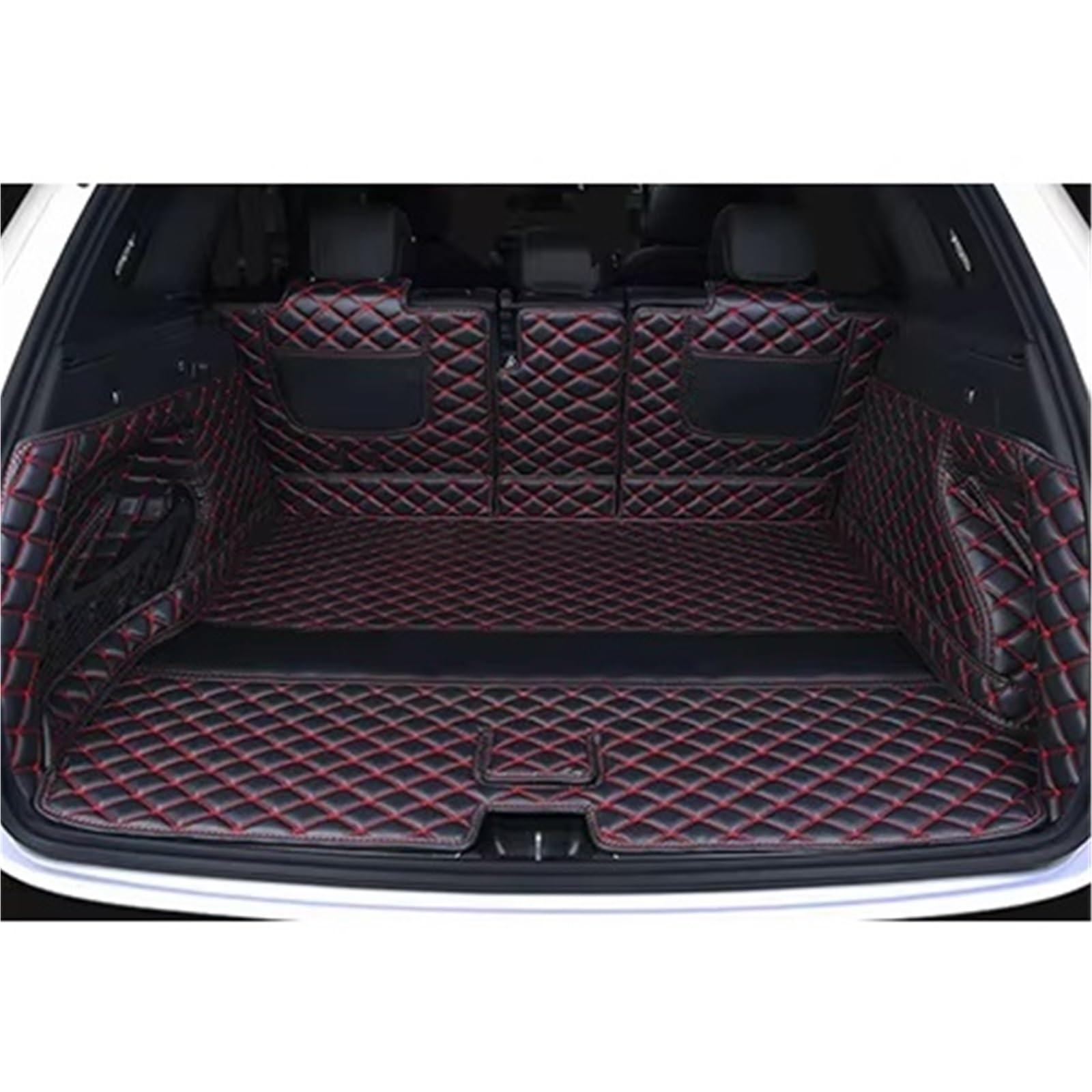 Kofferraummatten Für A3 Sportback 2014 2015 2016 2017 2018 2019 2020 Leder Auto Stamm Matten Hinten Stamm Boden Mat Fach Teppich Schlamm Kofferraumschutz(Black red) von APNWVFO