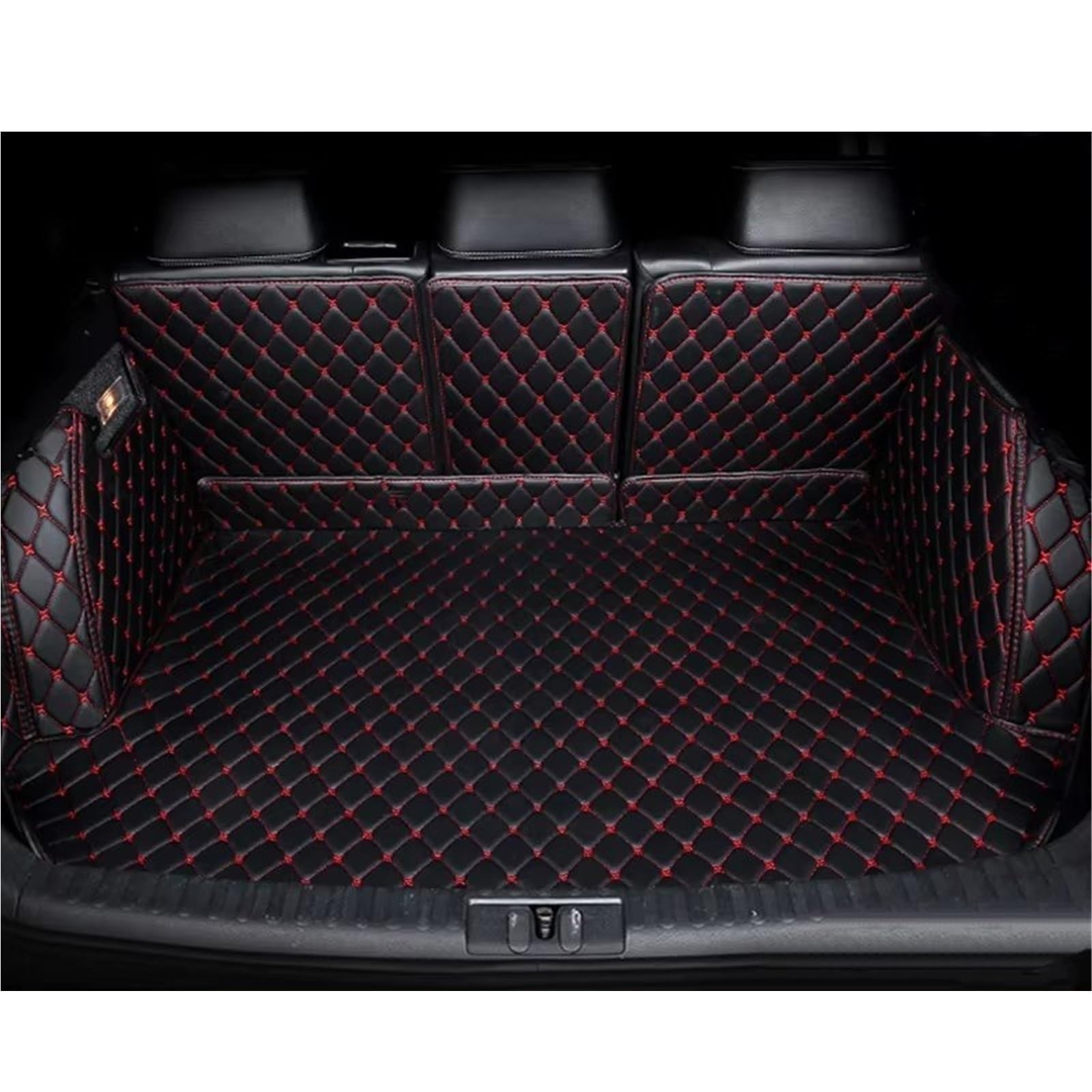 Kofferraummatten Für A6 C6 4F 2004 2005 2006 2007 2008 2009 2010 2011 Leder Kofferraum Matte Stamm Boot Mat Liner Pad Fracht Pad Cargo-Liner Kofferraumschutz(L- Black red) von APNWVFO