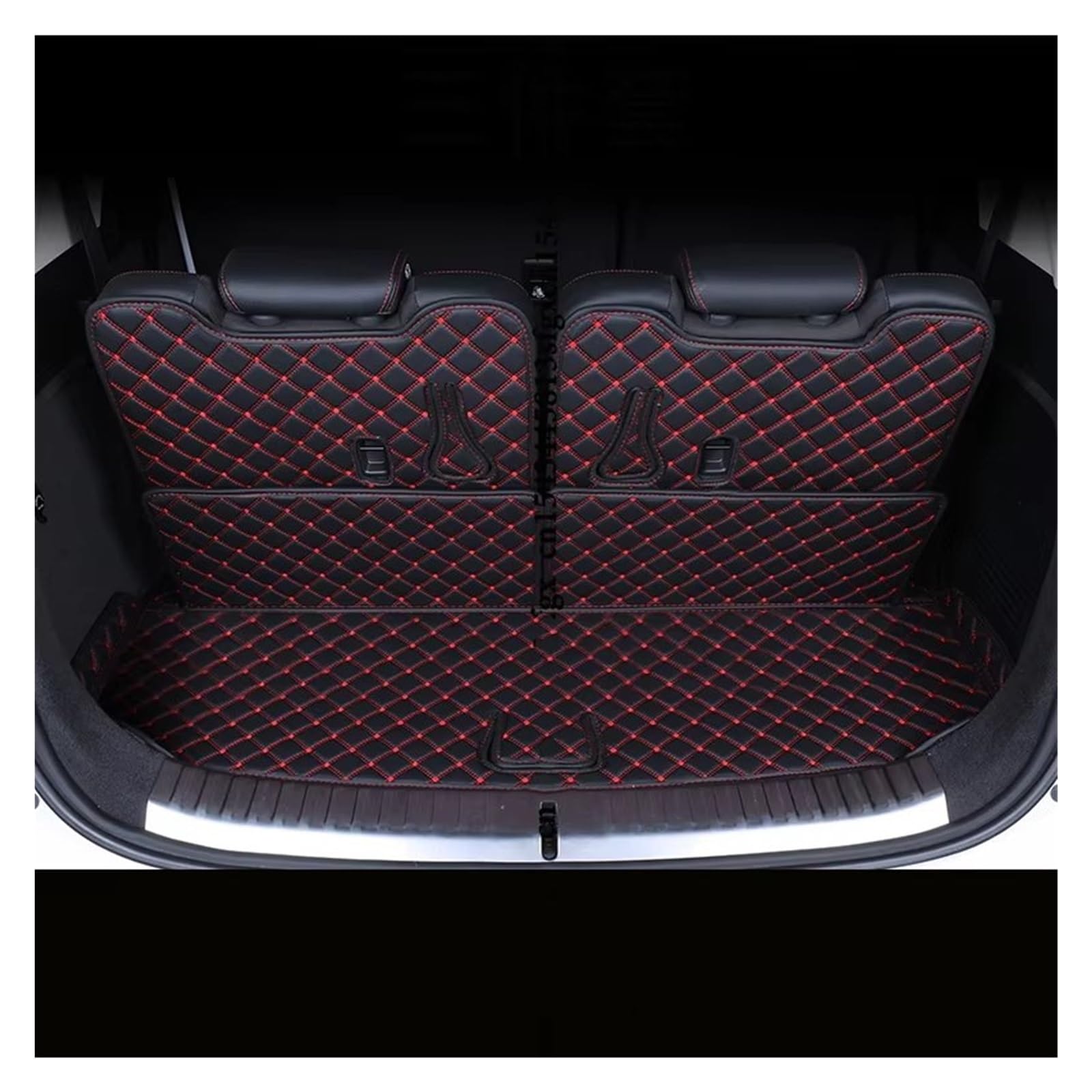 Kofferraummatten Für BYD Für Tang Für TAN EV 2021 2022 2023 2024 2025 Leder wasserdichte Cargo-Liner Pad Auto Kofferraum Matte Anti-Schmutzig Kofferraumschutz(C-Black red) von APNWVFO