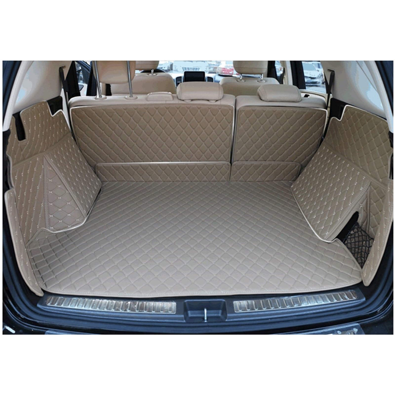 Kofferraummatten Für Benz Für GLE 2015 2016 2017 2018 Auto Stamm Matten wasserdichte Cargo-Liner Matte Boot Teppiche Kofferraumschutz(Beige) von APNWVFO