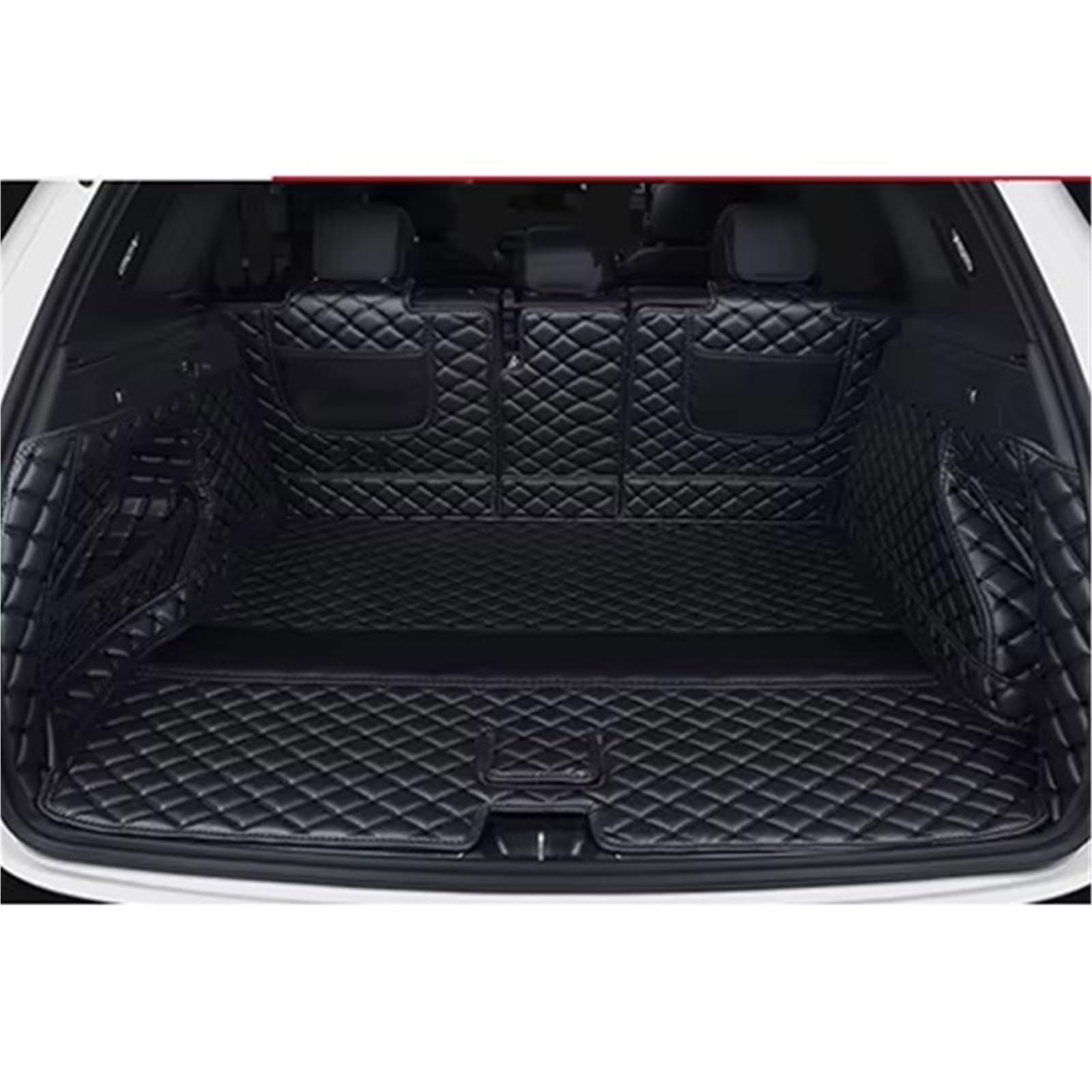 Kofferraummatten Für Cadillac Für SRX 2010 2011 2012 2013 2014 2015 2016 PU Leder Kofferraum Matte Cargo-Liner Zubehör Innen Boot Kofferraumschutz(All Black) von APNWVFO