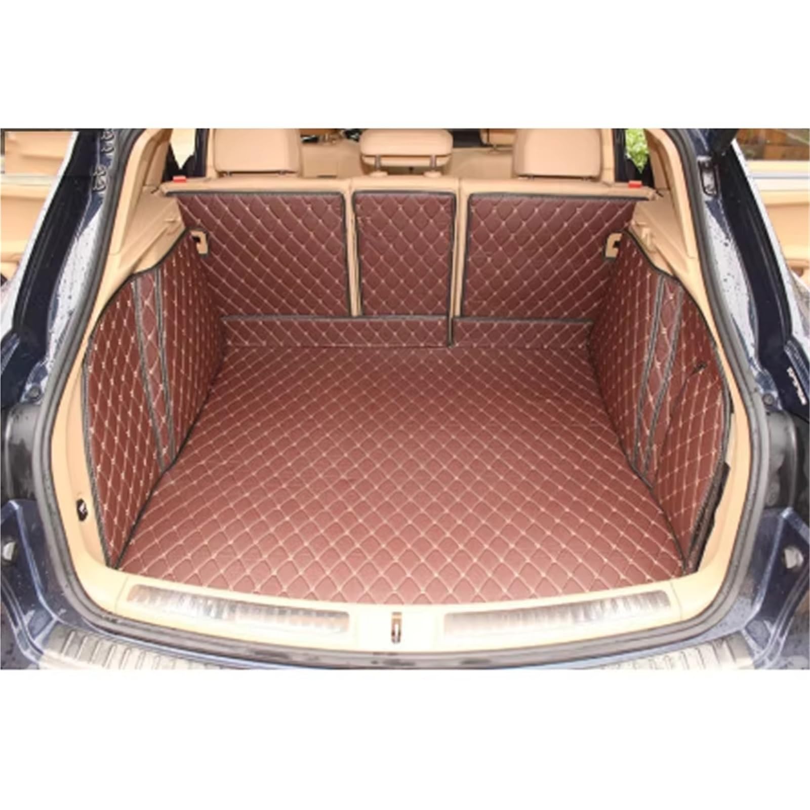 Kofferraummatten Für Cayenne 958 2010 2011 2012 2013 2014 2015 2016 2017 Auto Stamm Matten wasserdichte Kofferraum Teppiche Cargo-Liner Matte Kofferraumschutz(Brown) von APNWVFO