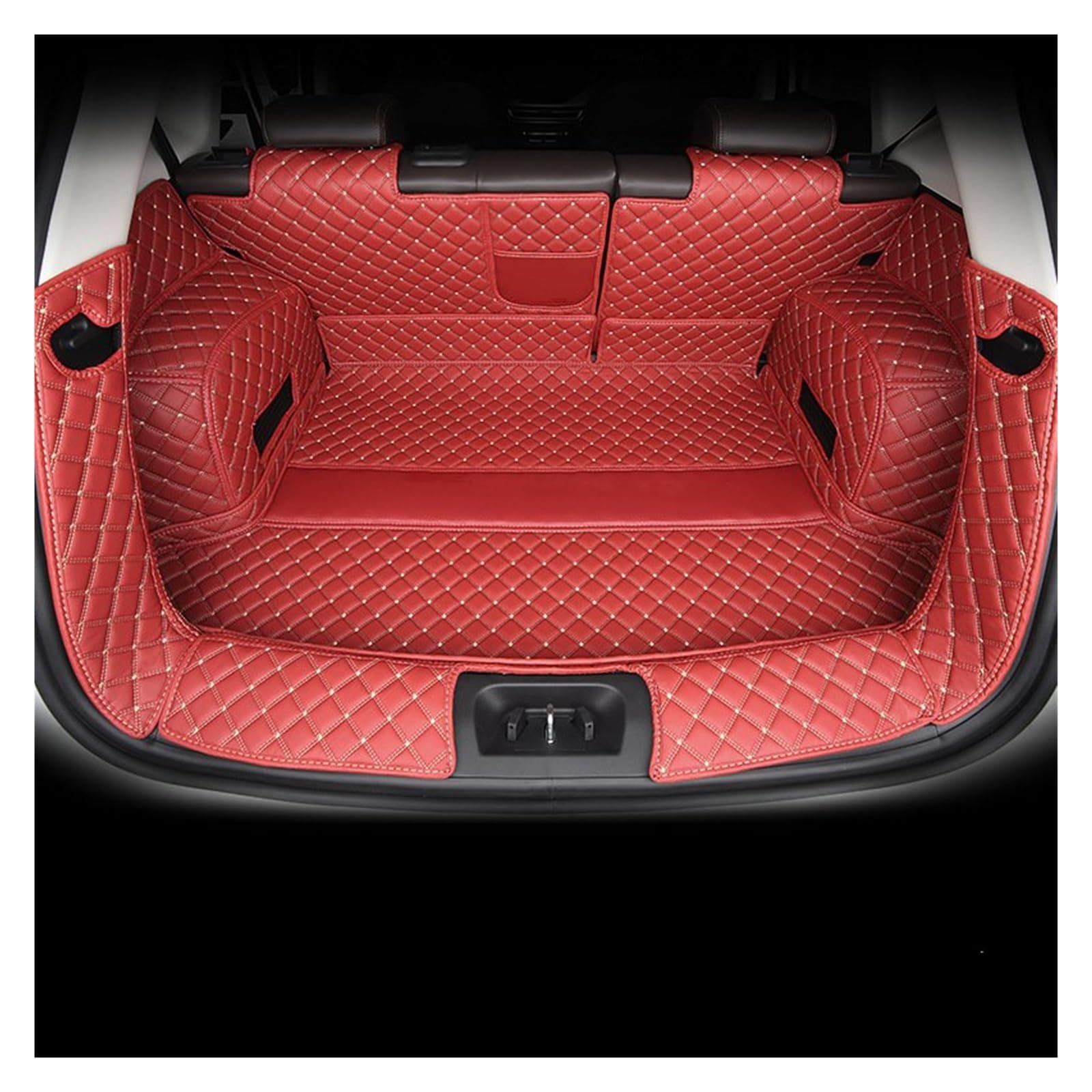 Kofferraummatten Für Changan Cs35 Plus 2017 2018 2019 2020 2021 Leder Kofferraum Matte Cargo-Liner Gepäck Boot Teppich Teppich Hinten Kofferraumschutz(Fully Enclosed red) von APNWVFO