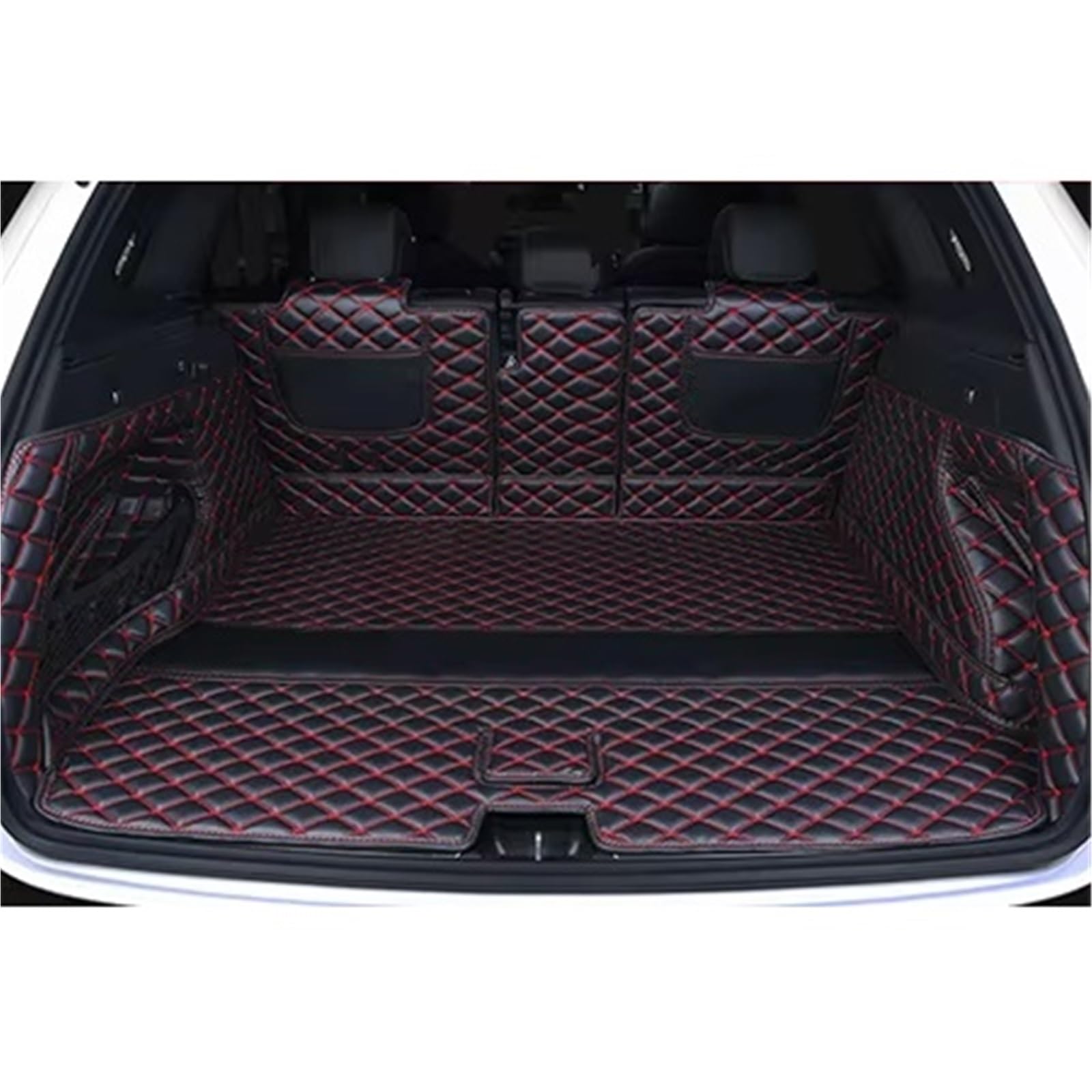 Kofferraummatten Für Haval F7 2019 2020 2021 Leder Auto Stamm Matten Hinten Stamm Boden Matte Tablett Teppich Schlamm Kofferraumschutz(Black red) von APNWVFO