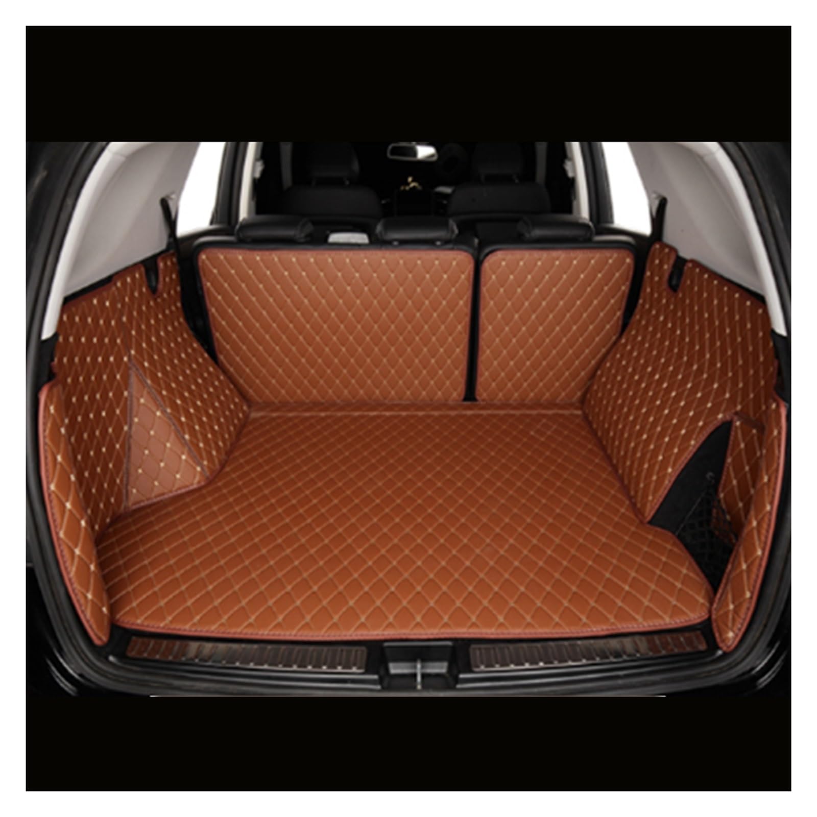 Kofferraummatten Für Hyundai Für Santa Fe TM 2019 2020 2022 2023 Auto Stamm Matten Cargo-Liner Pads Auto Kofferraum Teppich Kofferraumschutz(Brown) von APNWVFO