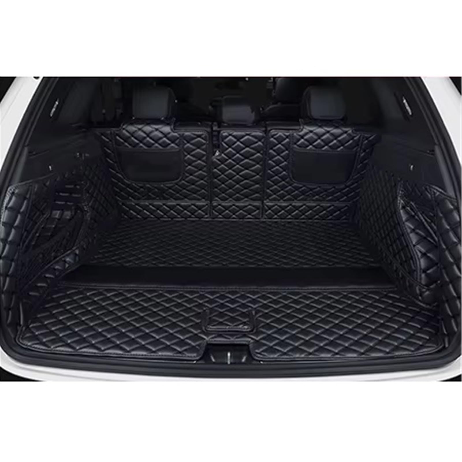 Kofferraummatten Für Maserati Für Levante 2016 2017 2018 2019 Leder Kofferraum Matte Cargo-Liner Zubehör Innen Boot Kofferraumschutz(All Black) von APNWVFO