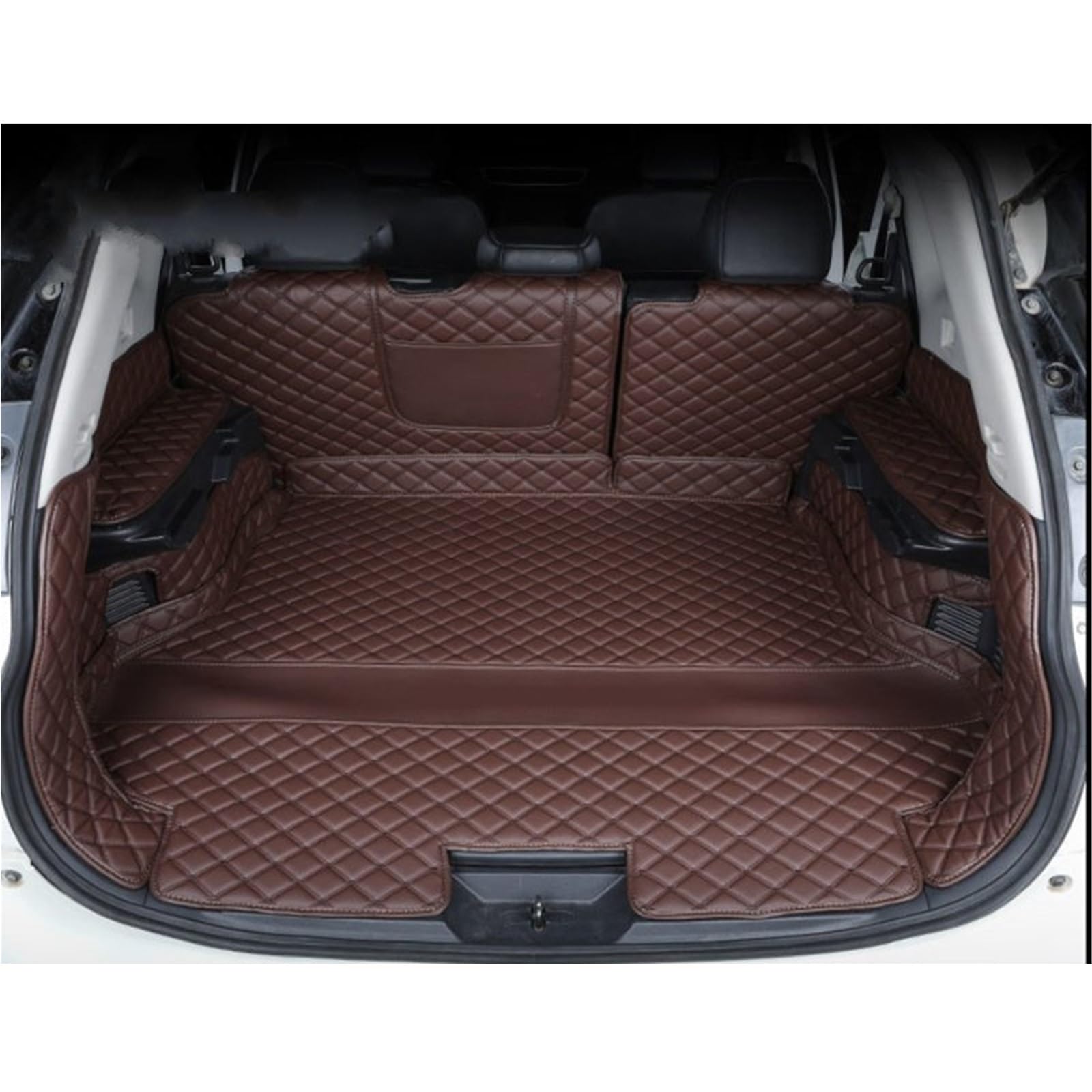 Kofferraummatten Für Nissan Für X Trail T32 5 Sitze Kofferraum Matte Kofferraum Leder Matten Teile Liner Styling Anti-Schmutzig Schutz Fach Kofferraumschutz(Black Full Cover) von APNWVFO