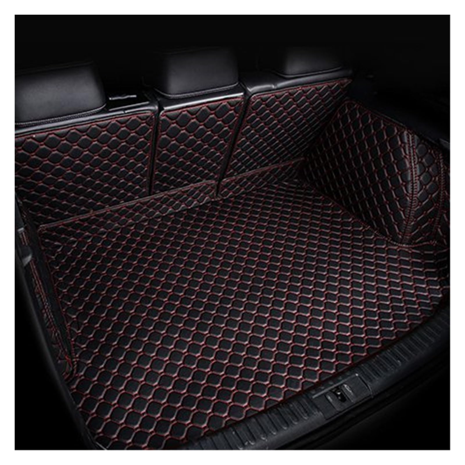 Kofferraummatten Für Q3 2013 2014 2015 2016 2017 2018 PU Leder Kofferraum Matte Cargo-Liner Zubehör Innen Boot Kofferraumschutz(H- Black red) von APNWVFO