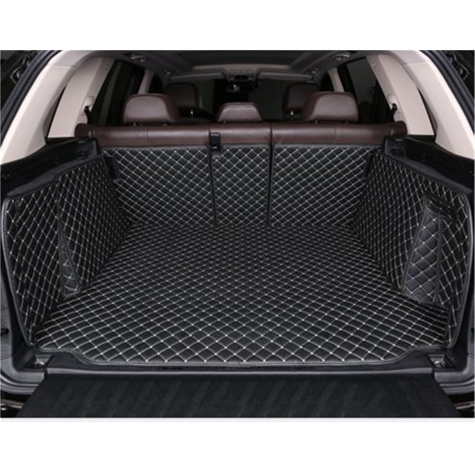 Kofferraummatten Für Q3 8U 2011 2012 2013 2014 2015 2016 2017 2018 Leder Kofferraum Matte Stamm Boot Mat Liner Cargo-Liner Kofferraumschutz(Black beige) von APNWVFO