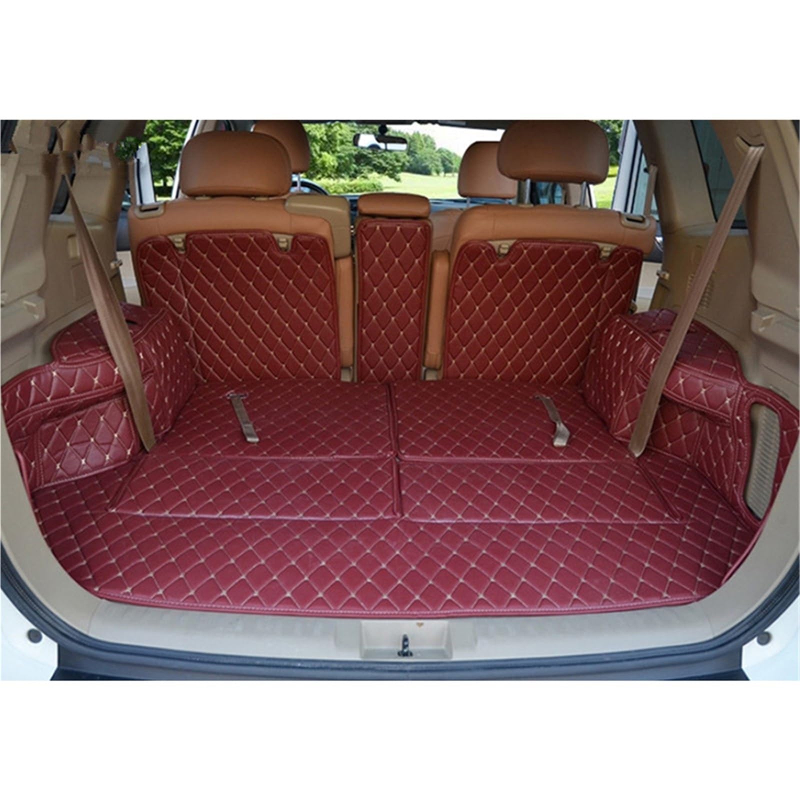 Kofferraummatten Für Toyota Für Highlander 7 Sitze 2007 2008 2009 2010 2011 2012 2013 Auto Stamm Matten Boot Teppiche Cargo-Liner Matten Kofferraumschutz(Wine red) von APNWVFO