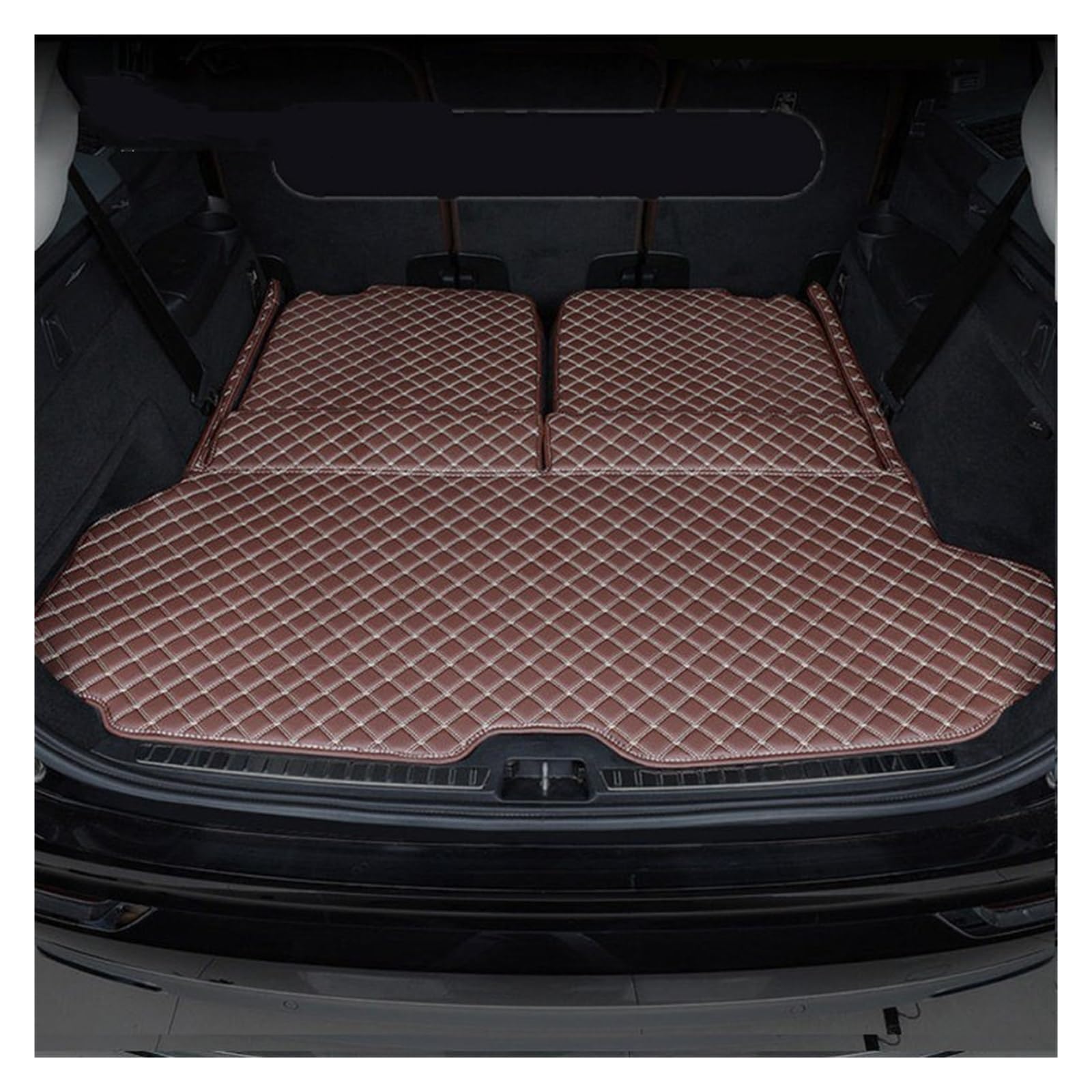 Kofferraummatten Für Volvo XC90 7 Sitze 2016 2017 2018 2019 2020 2021 2022 Kofferraum Matte Cargo-Liner Teppich Innen Kofferraumschutz(Brown 3 Pieces,Without Buttons) von APNWVFO