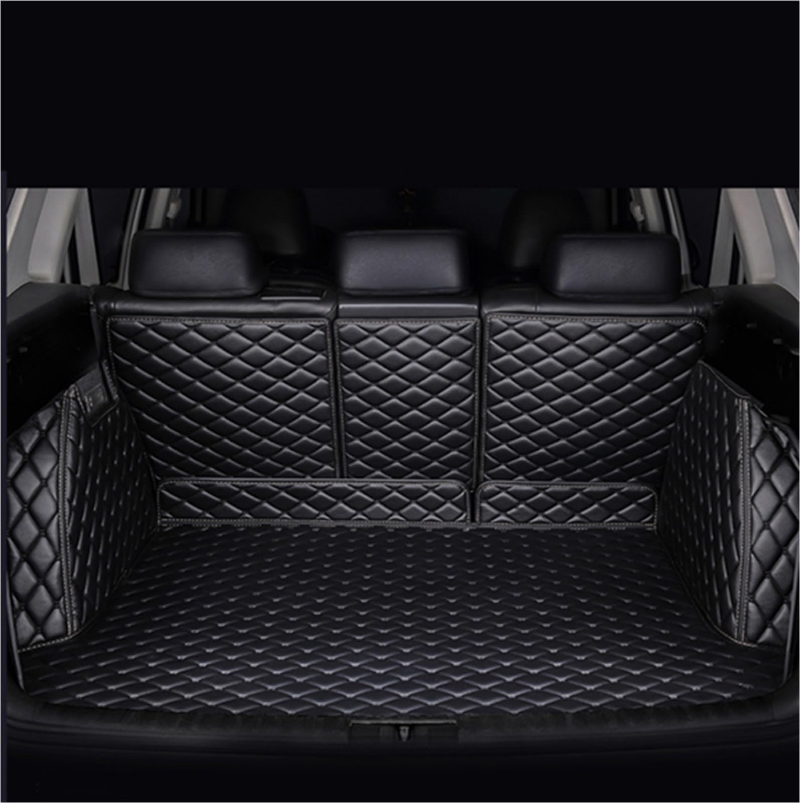 Kofferraummatten Für Volvo XC90 MK1 2002~2014 7 Sitz Auto Hinten Stamm Matten Anti-schmutzige Teppiche Leder Stamm Lagerung Deckt Innen Kofferraumschutz(V- Black Black) von APNWVFO