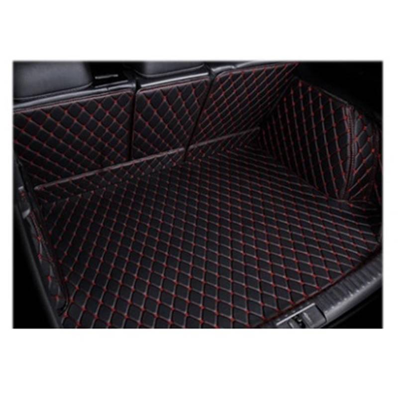 Kofferraummatten Für X5 E70 2007 2008 2009 2010 2011 2012 2013 Leder Kofferraum Matte Stamm Boot Mat Liner Pad Fracht Pad Teppich Schwanz Cargo Liners Kofferraumschutz(L- Black red) von APNWVFO