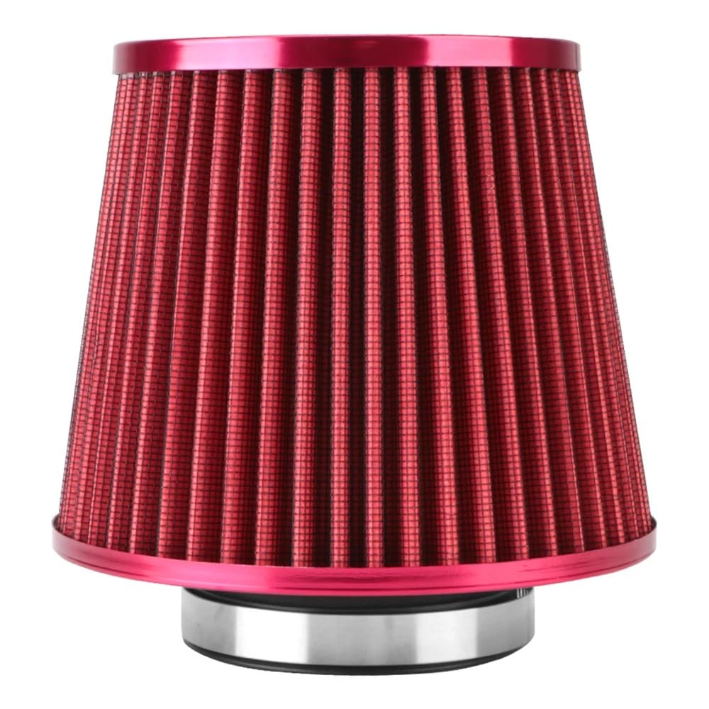 Luftfiltereinsatz Motorrad 3 Zoll High Flow Induction Kit Auto-Luftfilter Autozubehör Sport Power Mesh Cone 76MM Universal-Kaltluftansaugfilter Motorrad Luftfilter(Red) von APNWVFO