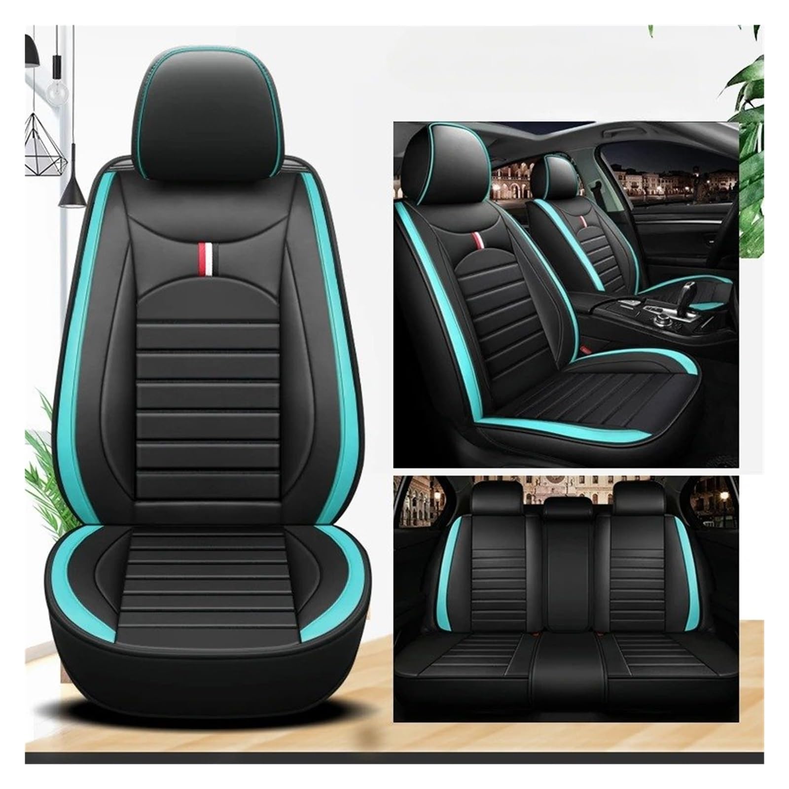 Sitzbezügesets Für Dodge Für Journey Für Charger Für Challenger Für Dart Für Caliber Für Durango Für Avenger Für Magnum Für Grand Für Caravan Autositzbezüge Autositzüberzug(A-Black green 5 seat) von APNWVFO