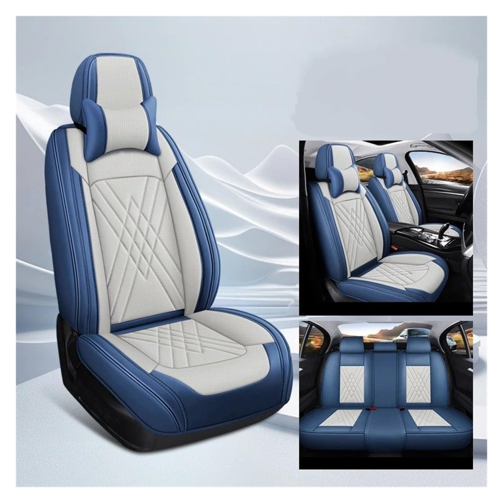 Sitzbezügesets Für Geely Alle Automodelle Für Geometrie C Für Atlas Für Coolray Für Emgrand EC7 Für Tugella Universeller Autositzbezug Autositzüberzug(B-Bule beige 5 Seats) von APNWVFO