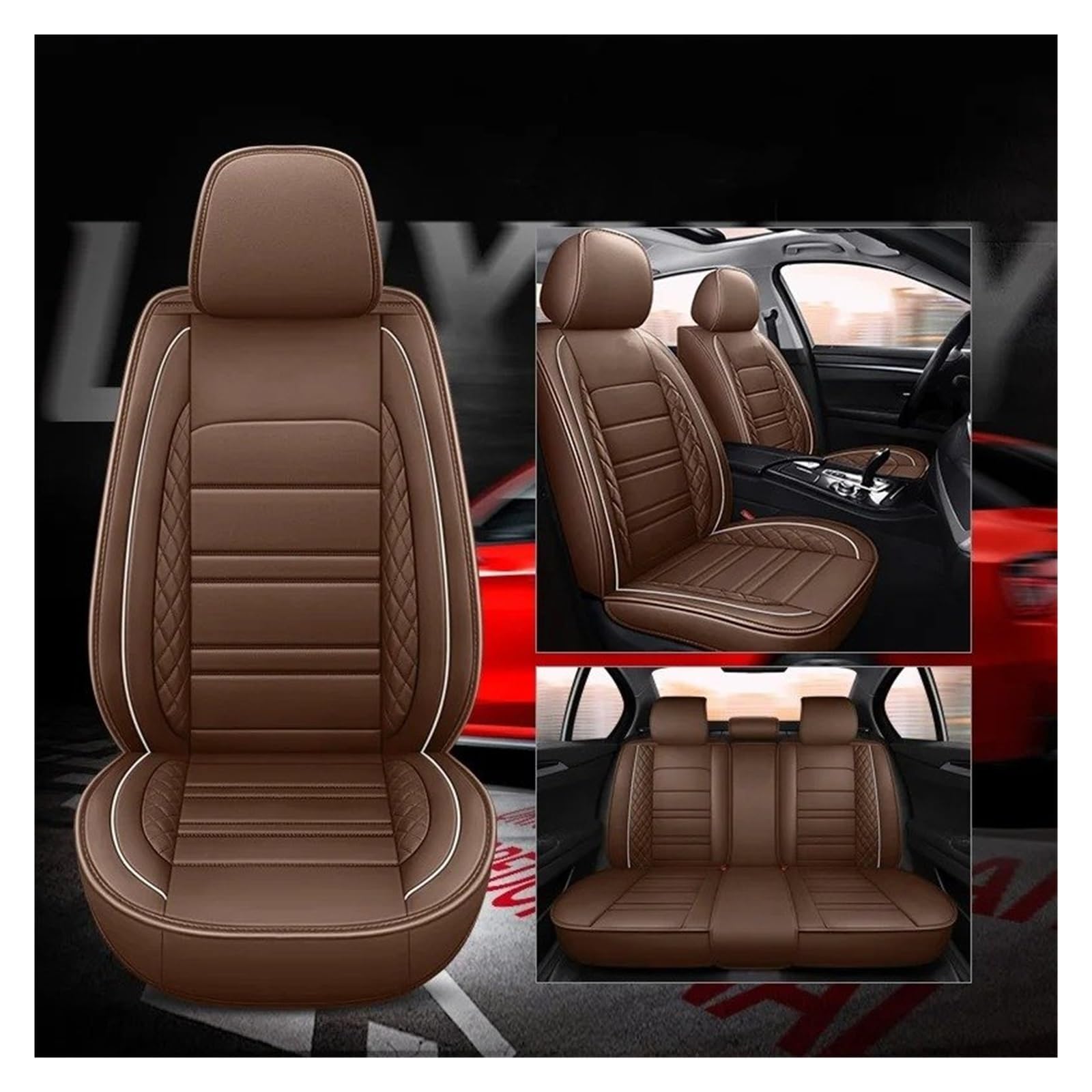 Sitzbezügesets Für Peugeot 206 307SW 308 407 408 508sw 208 2008 3008 4008 5008 Universal Style 3D Autositzbezug Autositzüberzug(A-Coffee 5 Seats) von APNWVFO