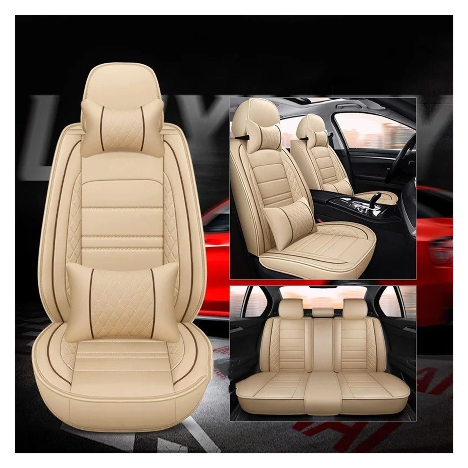 Sitzbezügesets Für Peugeot 206 307SW 308 407 408 508sw 208 2008 3008 4008 5008 Universal Style 3D Autositzbezug Autositzüberzug(B-Beige 5 Seats) von APNWVFO