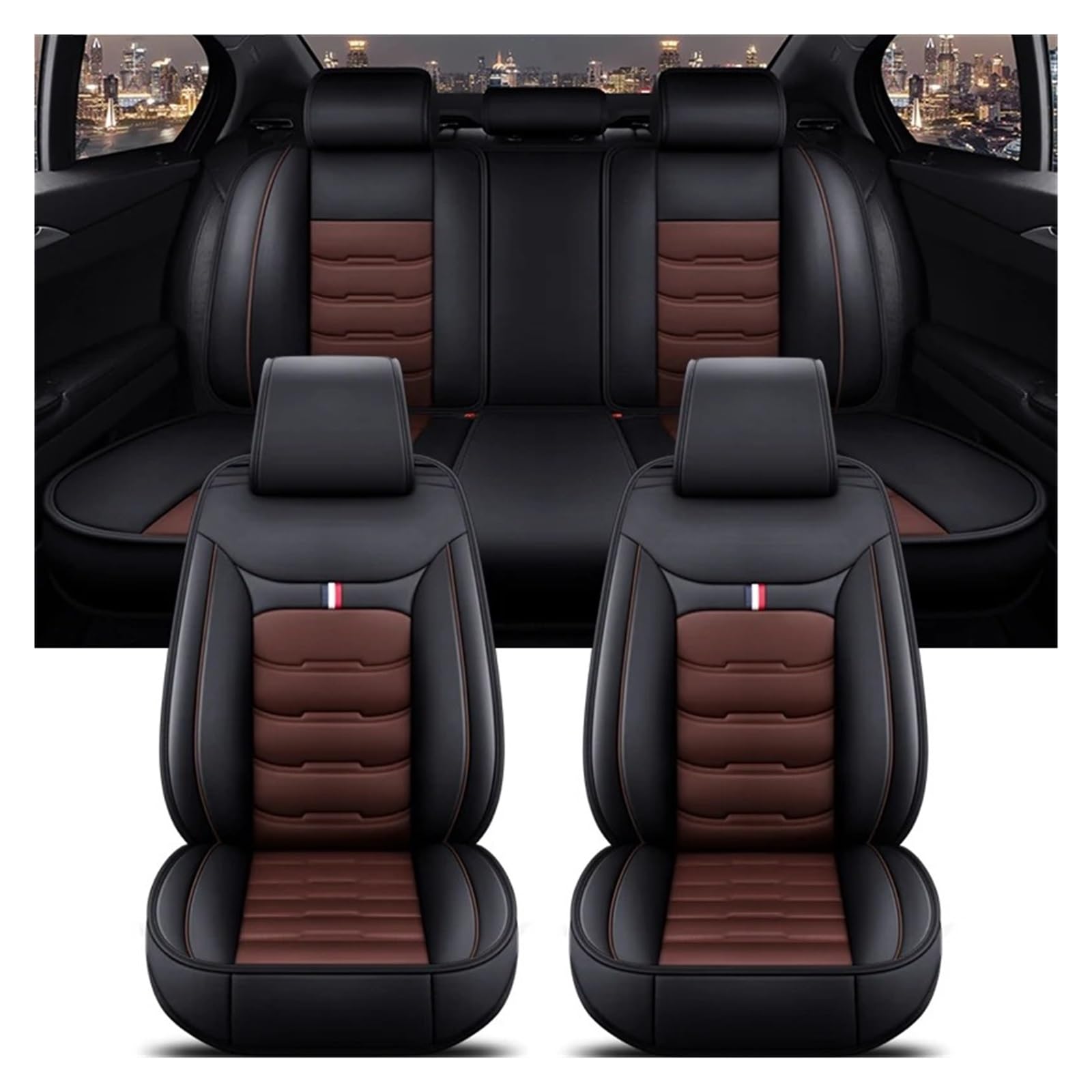 Sitzbezügesets Für SEAT Alle Automodelle Für Leon Für Arona Für Ateca Für Tarraco Für Ibiza Für Alhambra Universeller Autositzbezug Autositzüberzug(A-Black Coffee 5 Seat) von APNWVFO