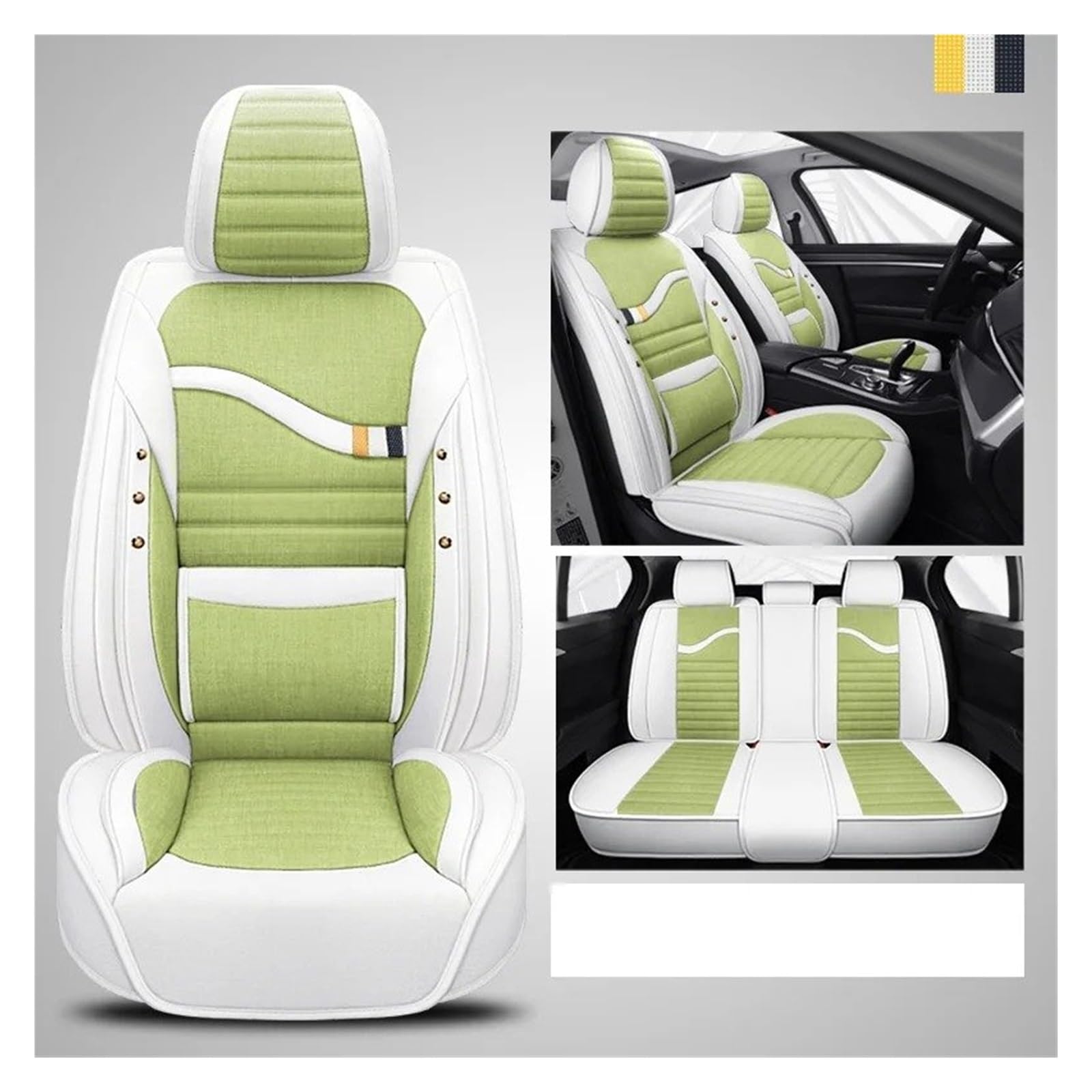 Sitzbezügesets Für Seat Für Leon MK2 Für Ibiza Für Ateca Für Arona Für Altea XL Flachsmaterial Autositzbezüge Zubehör Autositzüberzug(A-Front and Rear) von APNWVFO