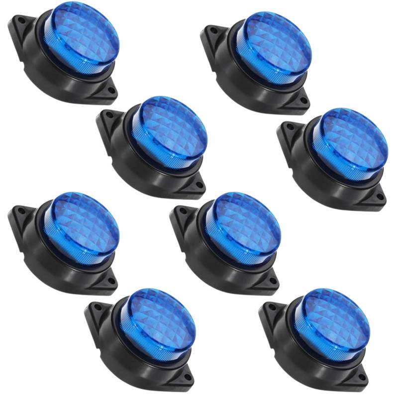 APSMOTIV 8-PCS-LED-Seitenmarker-Anhänger Leuchten 24-V wasserdichte Anhängermarker Hellblau Lichter für Halbwagen Freightliner Cargo Marker Lichter Universal Fit Round Side Marker Leuchten von APSMOTIV