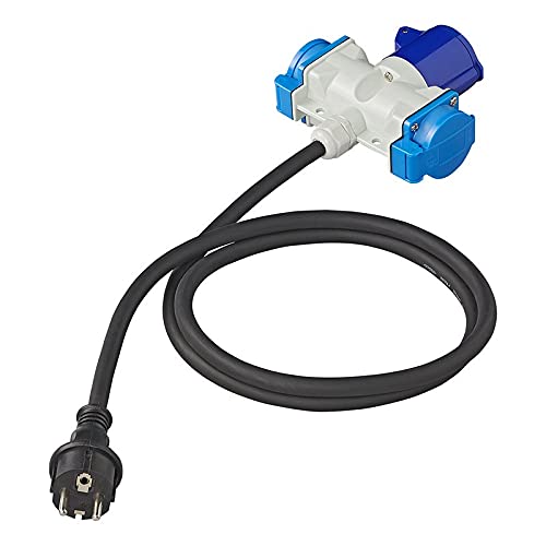 APT CEE Neopren Adapter CEE auf Schuko Verteiler 200-250V 16A 150cm VDE 3x2,5mm² von APT