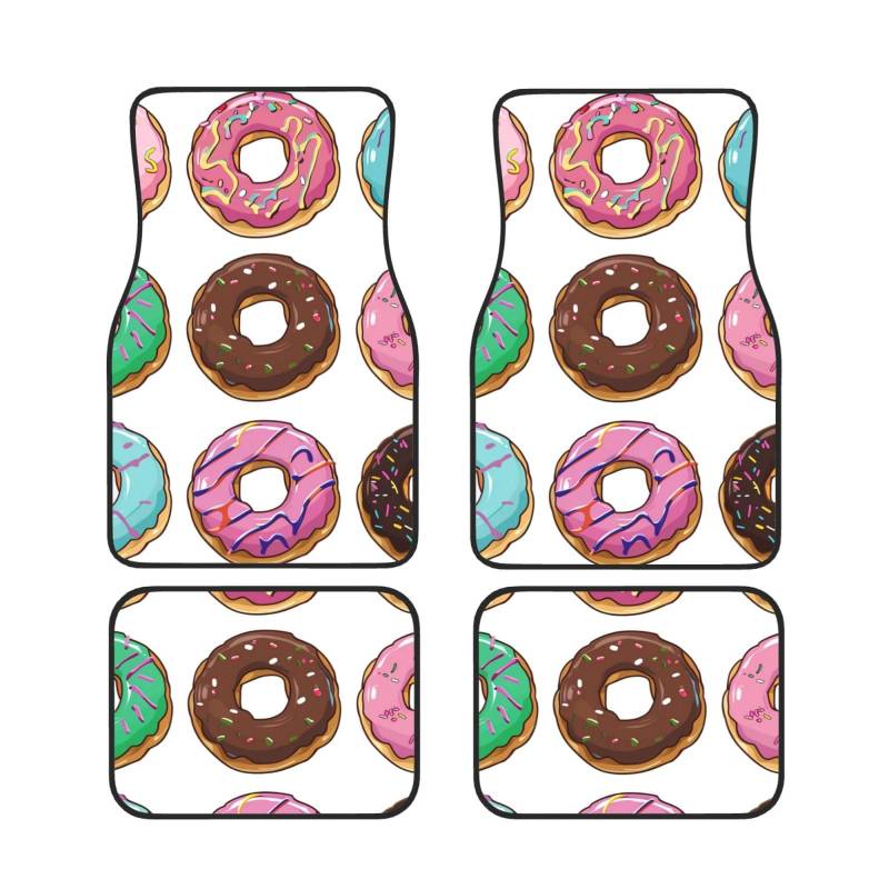 Universelle Passform, 4 mm Neopren-Gummi, wasserdicht und rutschfest, farbige Cartoon-Donuts, gedruckte Designs für Autos, LKWs, SUVs, ideal für jedes Wetter von AQRJLPO