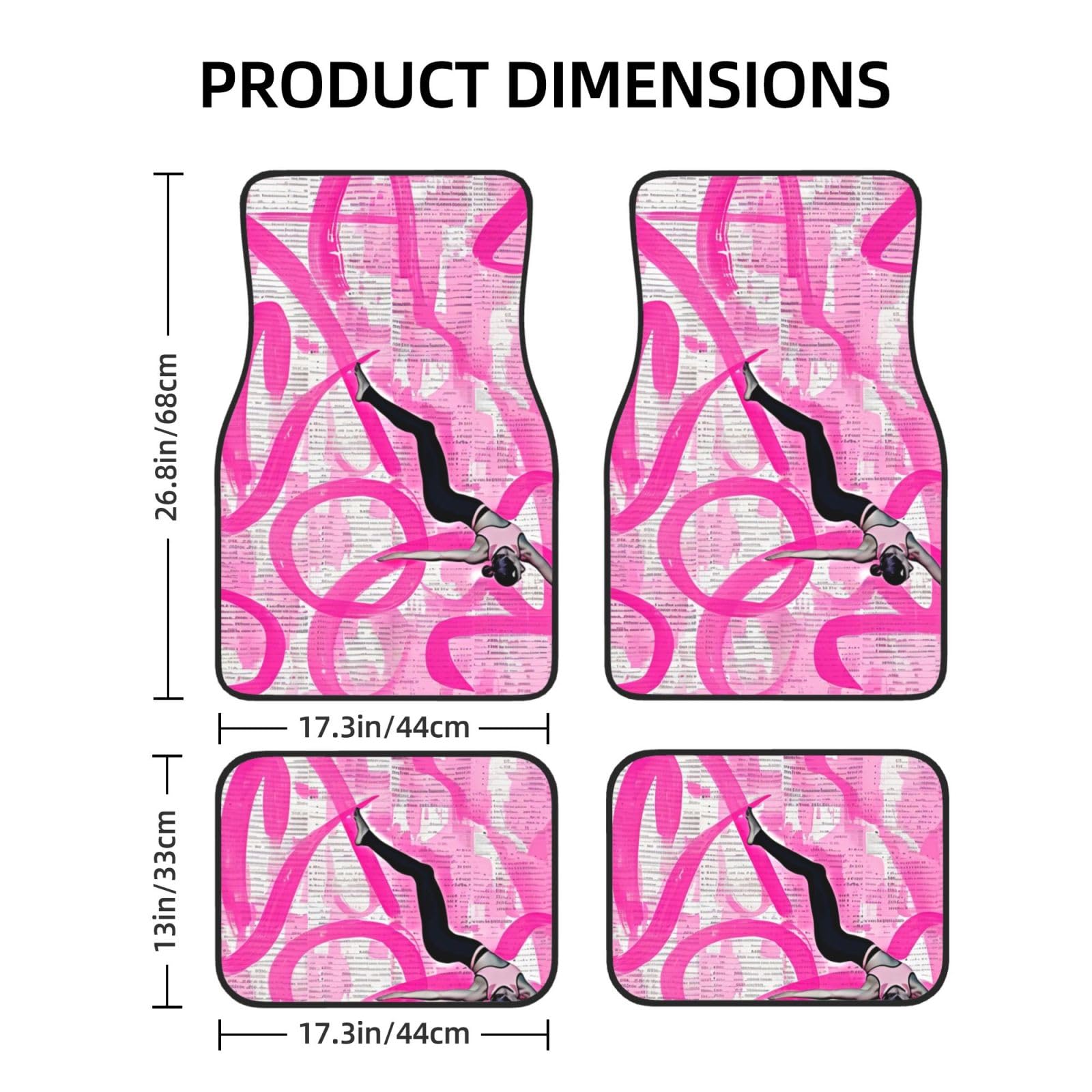 Universelle Passform Auto-Fußmatten, 4 mm Neopren-Gummi, wasserdicht & rutschfest, Gymnastik Rosa gedruckte Designs für Autos, LKWs, SUVs, ideal für jedes Wetter von AQRJLPO