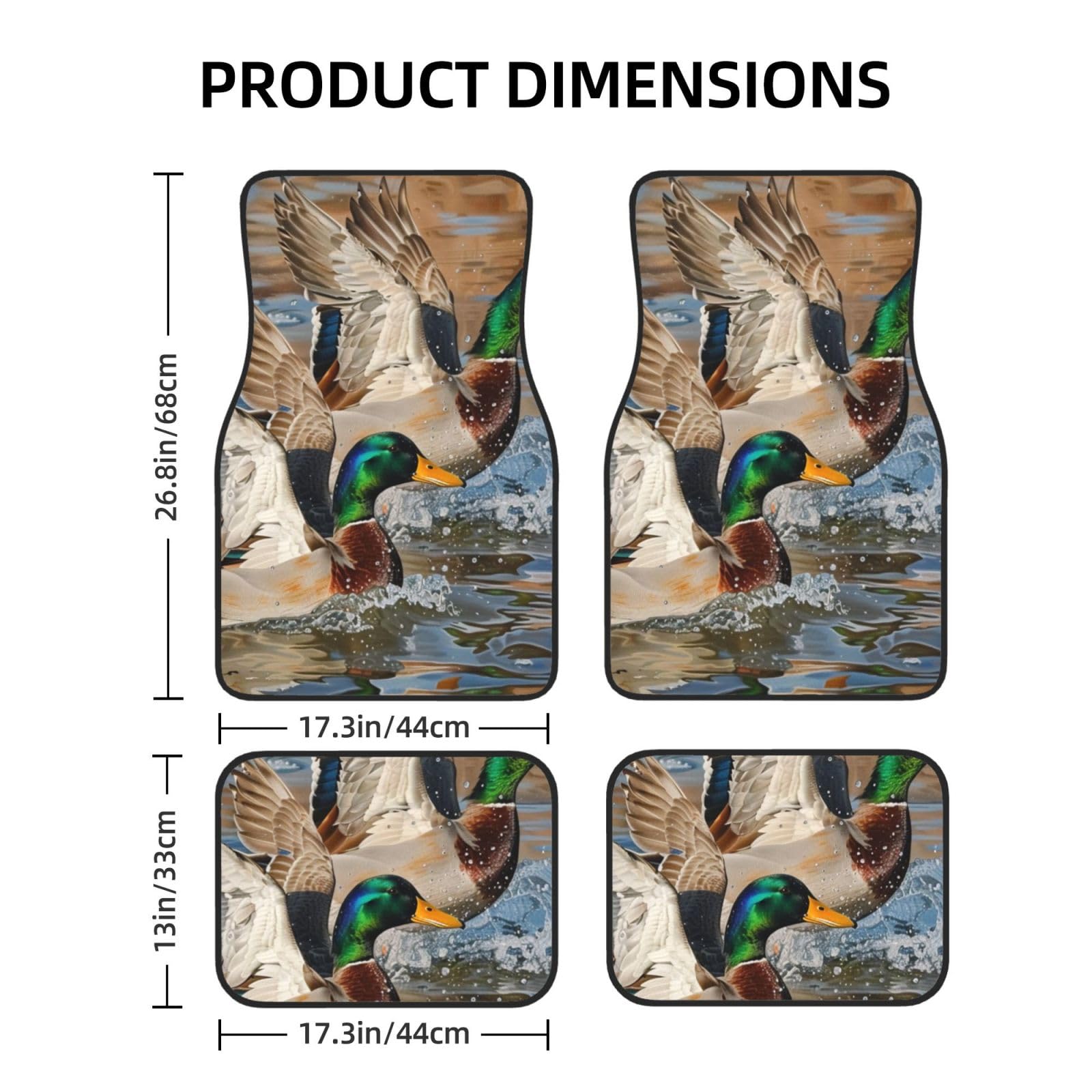 Universelle Passform Auto-Fußmatten, 4 mm Neopren-Gummi, wasserdicht und rutschfest, Stockenten-Druckdesigns für Autos, LKWs, SUVs, ideal für jedes Wetter von AQRJLPO