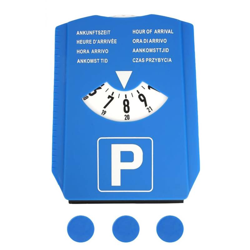 Parkscheibe mit Eiskratzer für Auto und Motorrad, Parking Disc, Strapazierfähig, Langlebig, Parkuhr mit Reifenprofilmesser und Einkaufswagenchip, Parkscheiben von AQSQWQ