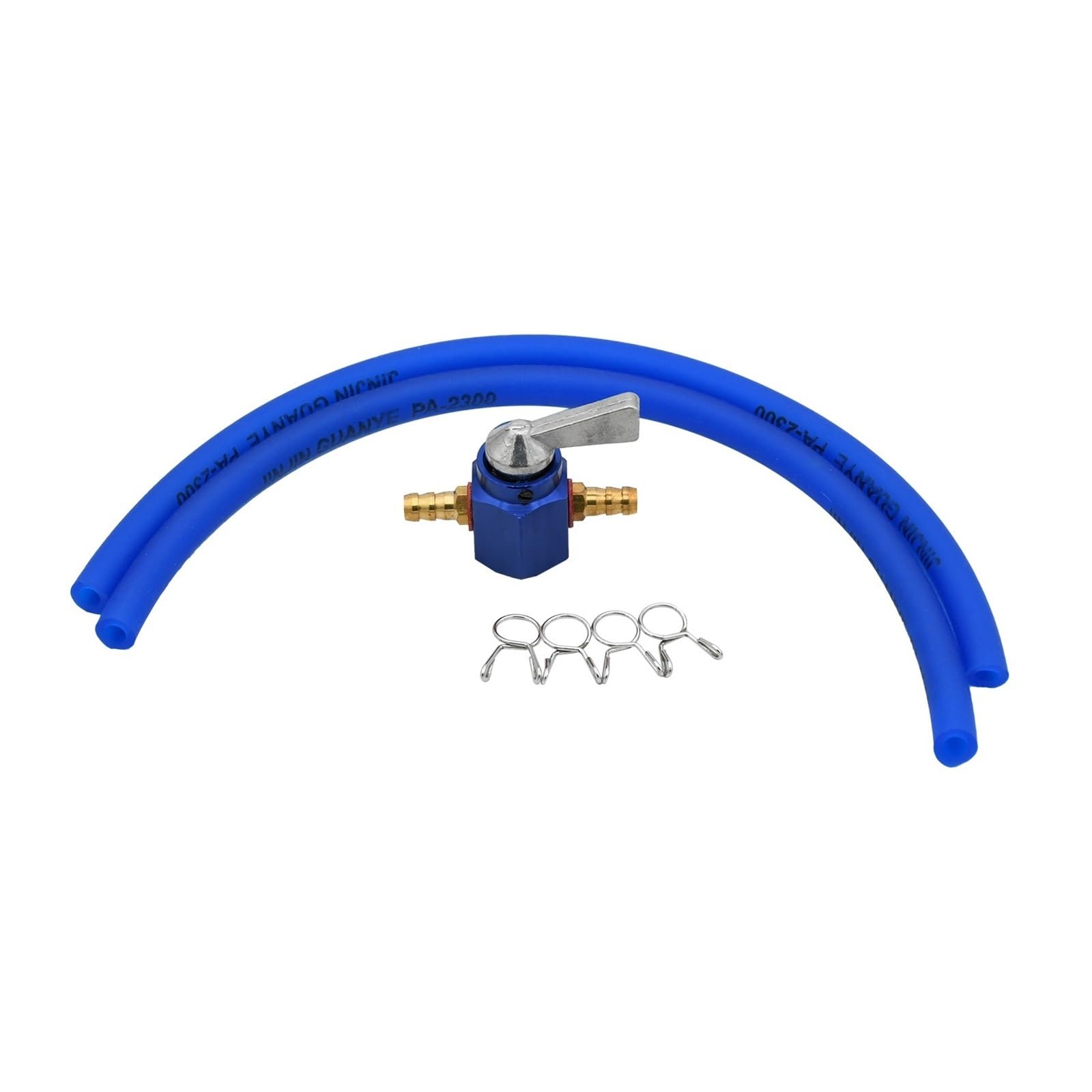 6mm CNC Gas Tank Kraftstoff Schalter Benzin Wasserhahn Benzin Schalter Abschaltung Ventil Farbe Kraftstoff Schlauch(Blue Set) von AQXYWAZQ