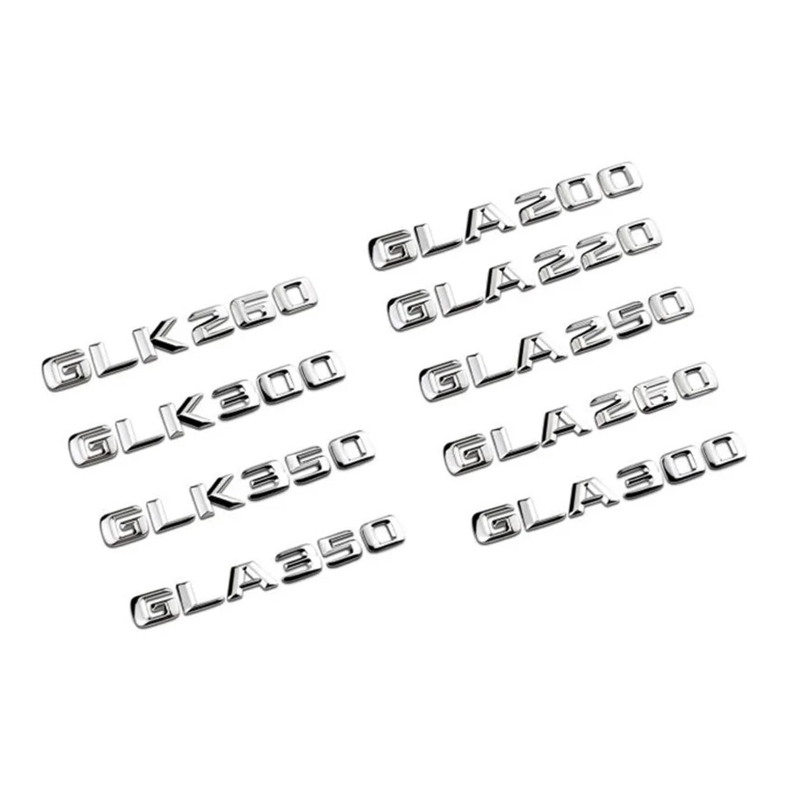 AQXYWQLL 3D ABS Auto Heckkoffer Emblem Abzeichen GLK GLA 200 220 250 260 300 350 Aufkleber kompatibel mit X156 X164 X204 H247 W167 Zubehör(Color:Convex Chrome Silver,Size:GLA 200) von AQXYWQLL