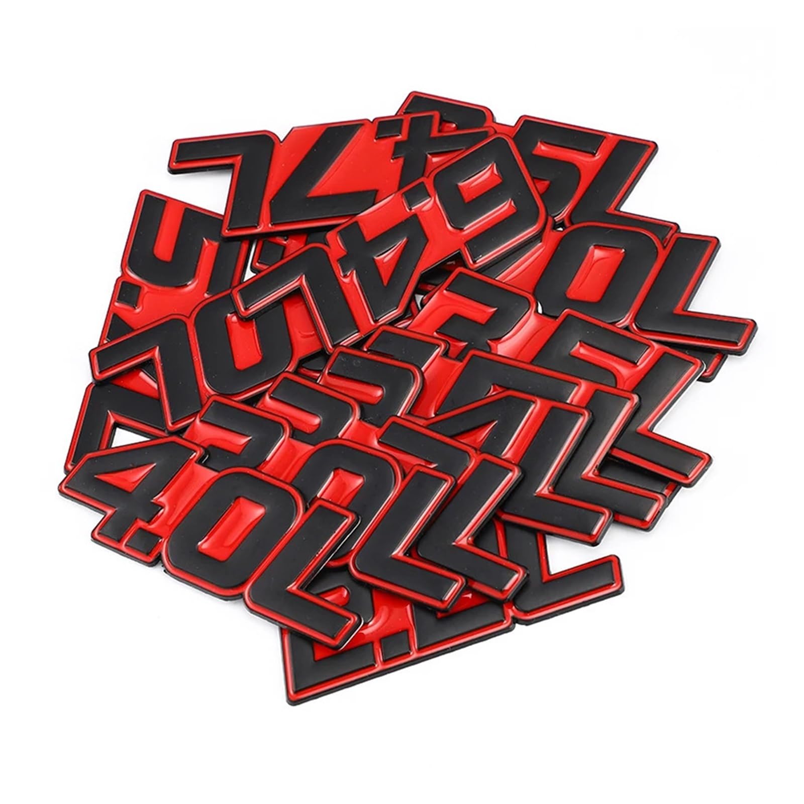 AQXYWQOL 3D Auto Aufkleber Metall L Logo Auto Styling Metall Abzeichen Emblem Schwanz Aufkleber Motorrad Farbe ist konstant, verblasst nicht und beschädigt(Red Sticker,2.3L) von AQXYWQOL