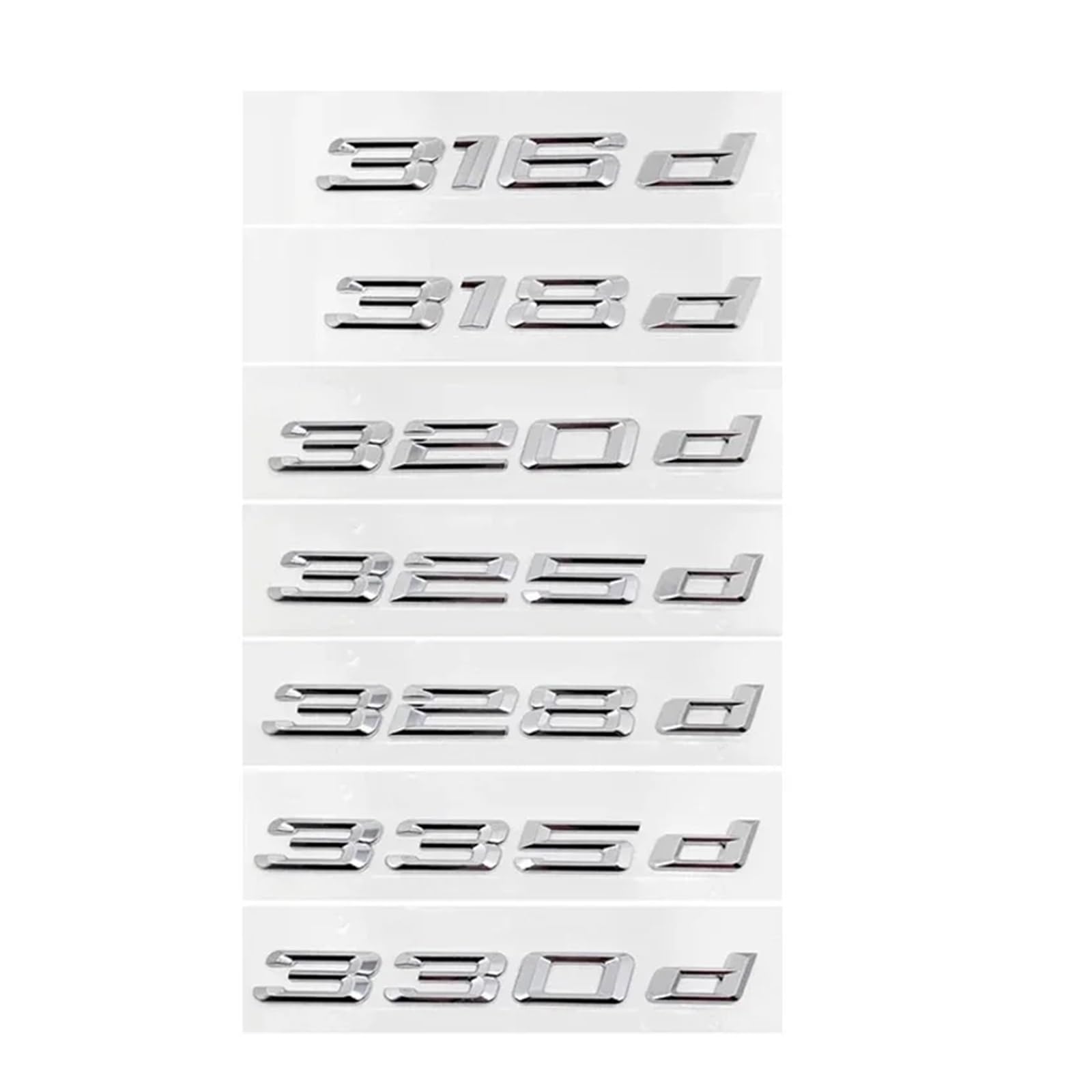 AQXYWQOL 3D-Chrom-Auto-Buchstaben-Emblem-Abzeichen-Aufkleber for den hinteren Kofferraum, kompatibel mit E90 E46 F30 F31 E36 316d 318d 325d 328d 330d 320d Logo-Zubehör Farbe ist konstant, verblasst ni von AQXYWQOL