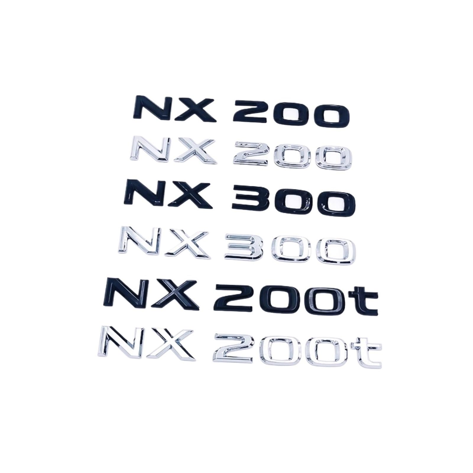 AQXYWQOL Auto ABS Heckkoffer Worte Buchstaben Logo Abzeichen Emblem Aufkleber Aufkleber Kompatibel mit NX NX200t NX250 NX300 NX300h NX350h NX400 NX450h Farbe ist konstant, verblasst nicht und beschädi von AQXYWQOL