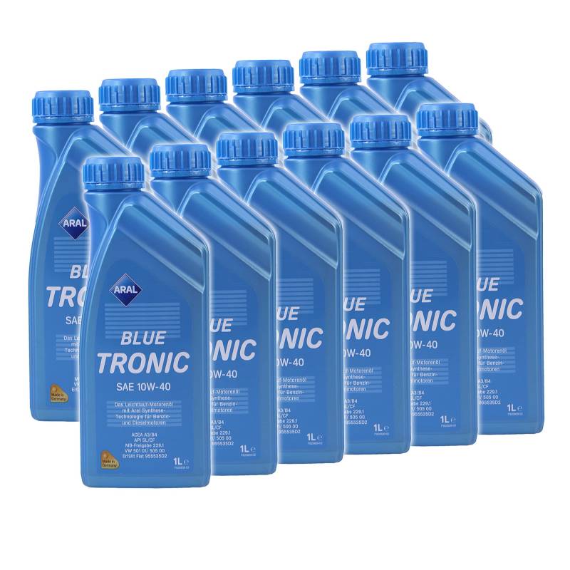 12x 1 L LITER ARAL BLUETRONIC BLUE TRONIC 10W-40 MOTOR-ÖL MOTOREN-ÖL 31736663 von ARAL