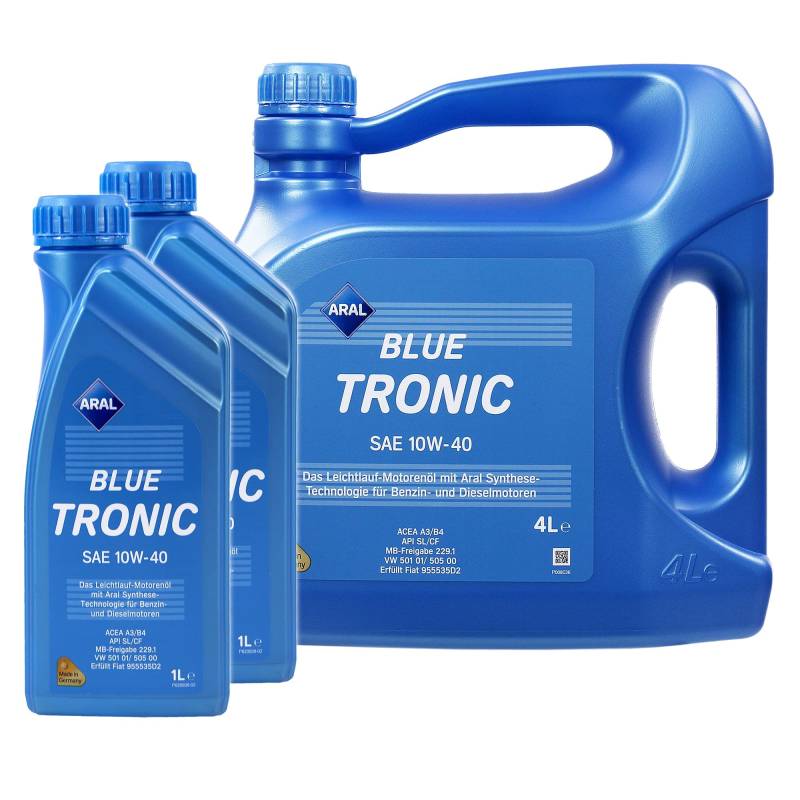 2x 1 L + 4 L = 6 LITER ARAL BLUETRONIC BLUE TRONIC 10W-40 MOTOR-ÖL MOTOREN-ÖL von ARAL