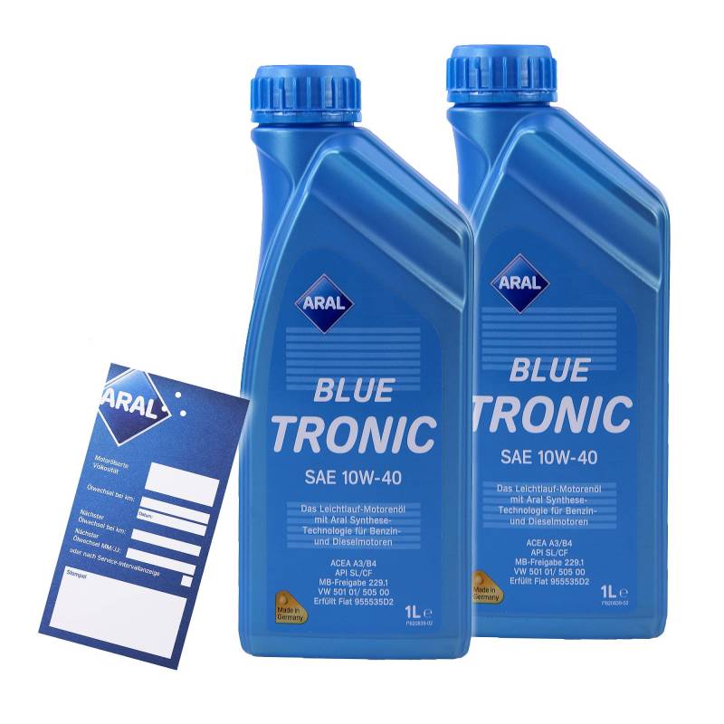 2x 1 L LITER ARAL BLUETRONIC BLUE TRONIC 10W-40 MOTOR-ÖL MOTOREN-ÖL 32005355 von ARAL